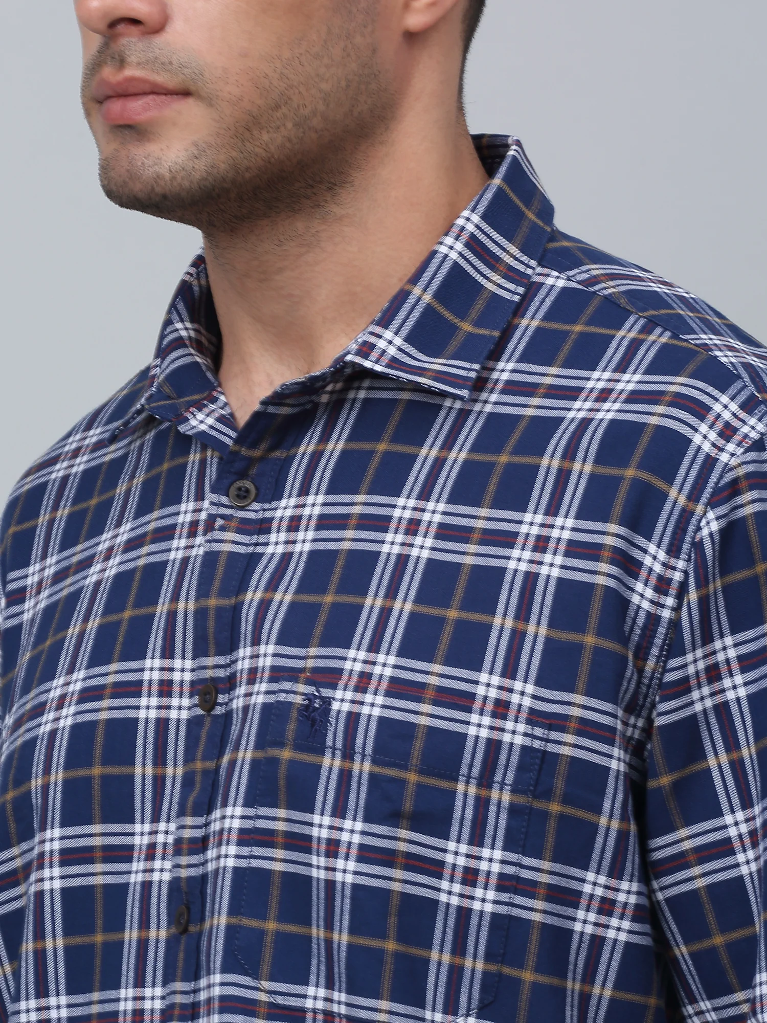 Casual Shirt for Men | Breathable & Soft with Color Fastness Regular Fit Spread Collar Neck Cotton Fabric Checkered Pattern - Image 3
