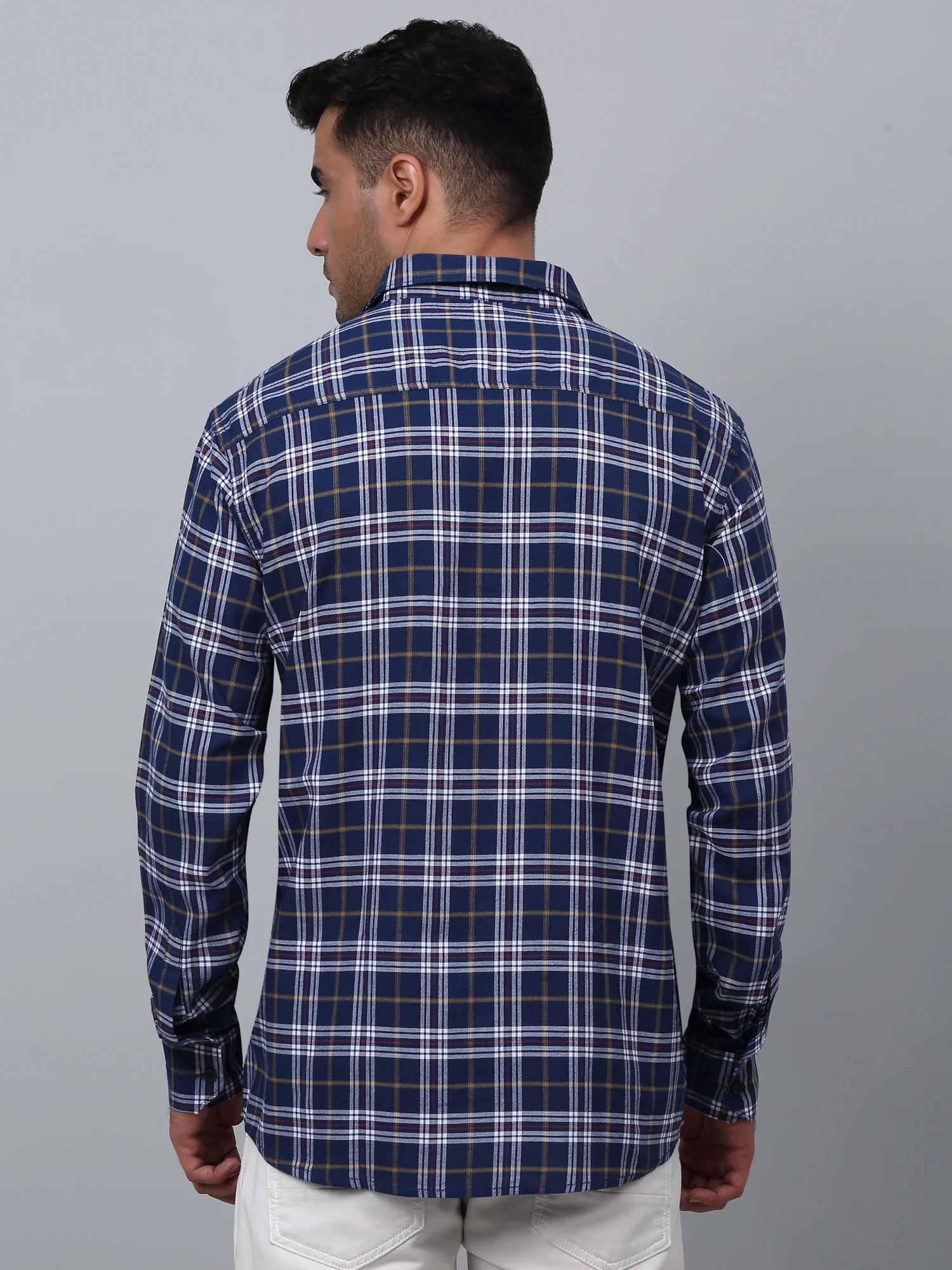 Casual Shirt for Men | Breathable & Soft with Color Fastness Regular Fit Spread Collar Neck Cotton Fabric Checkered Pattern - Image 4