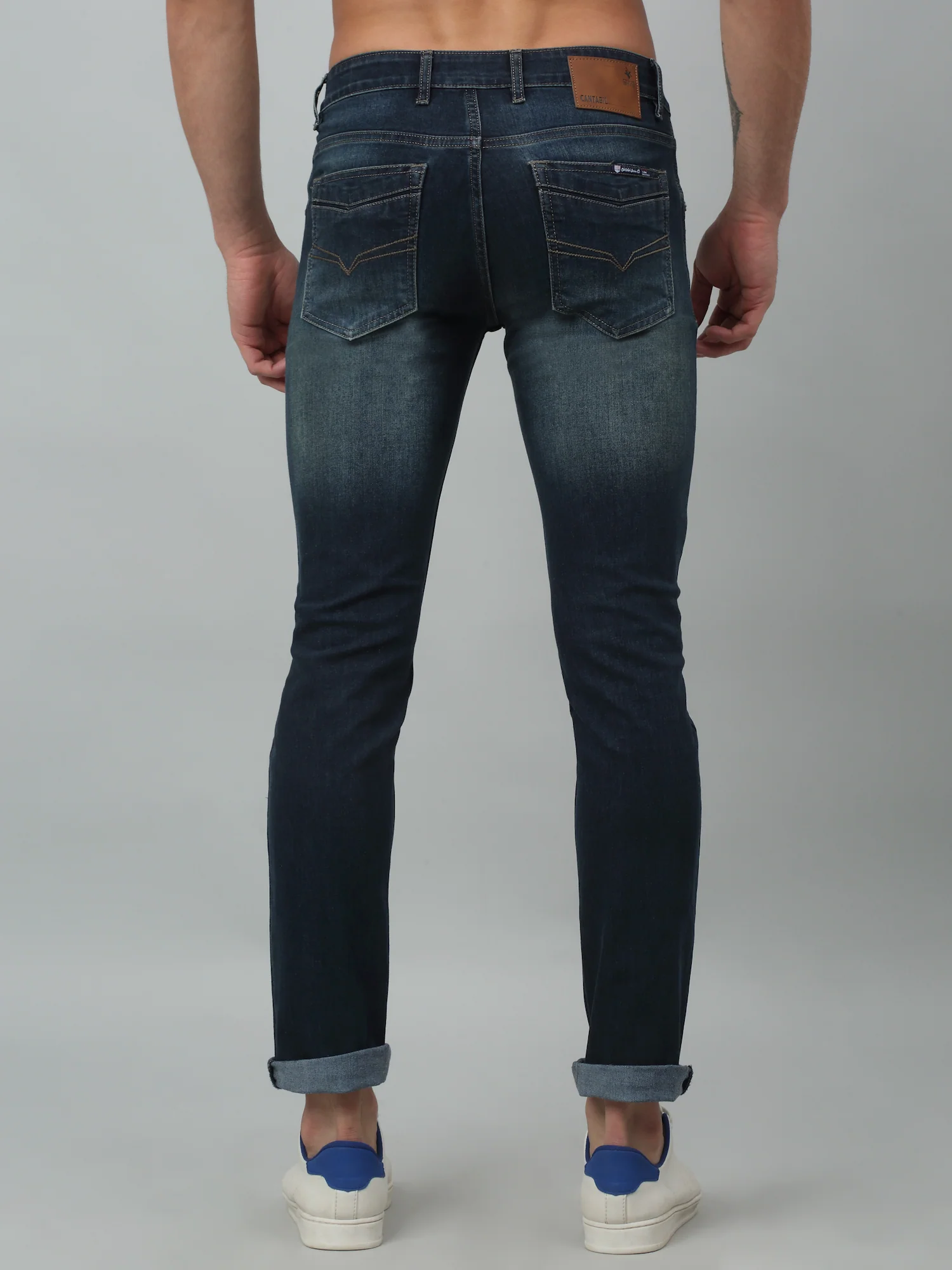 Denim Jeans for Men l Breathable & Soft with Color Fastness Ultra Narrow Fit Cotton Fabric Solid Pattern Button Closure - Image 4