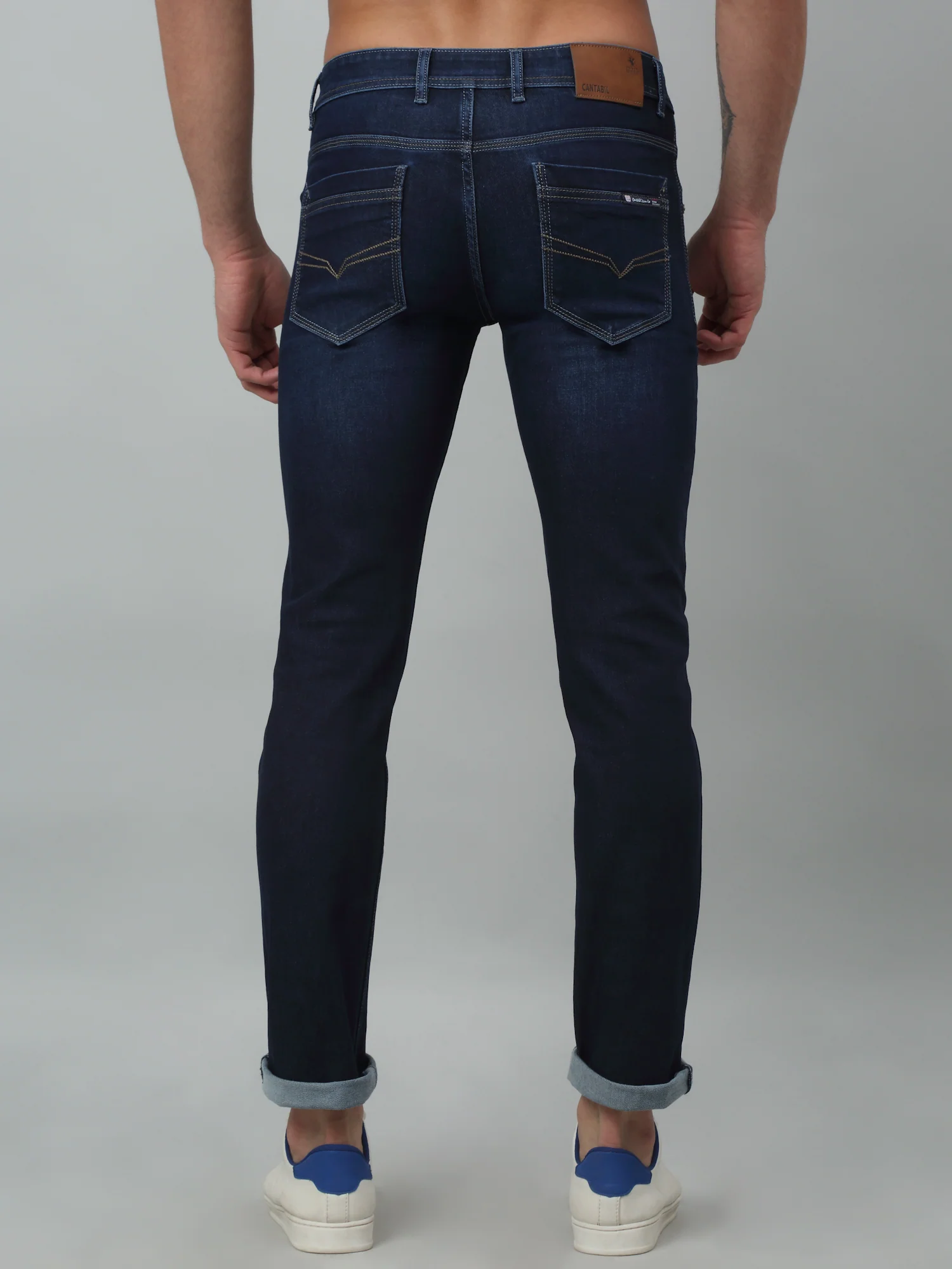 Denim Jeans for Men l Breathable & Soft with Color Fastness Ultra Narrow Fit Cotton Fabric Solid Pattern Button Closure - Image 5