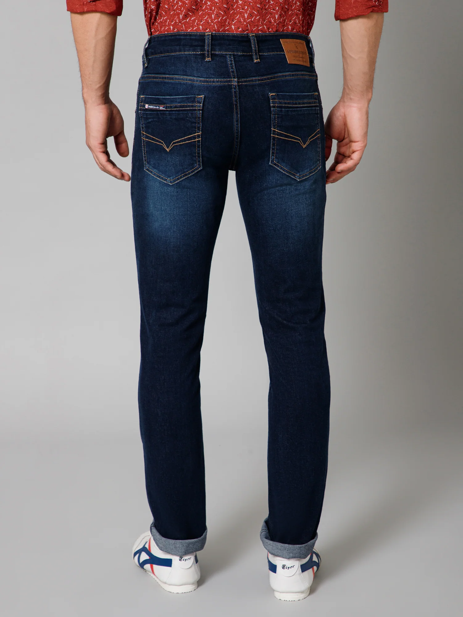 Denim Jeans for Men l Breathable & Soft with Color Fastness Ultra Narrow Fit Cotton Fabric Solid Pattern Button Closure - Image 4