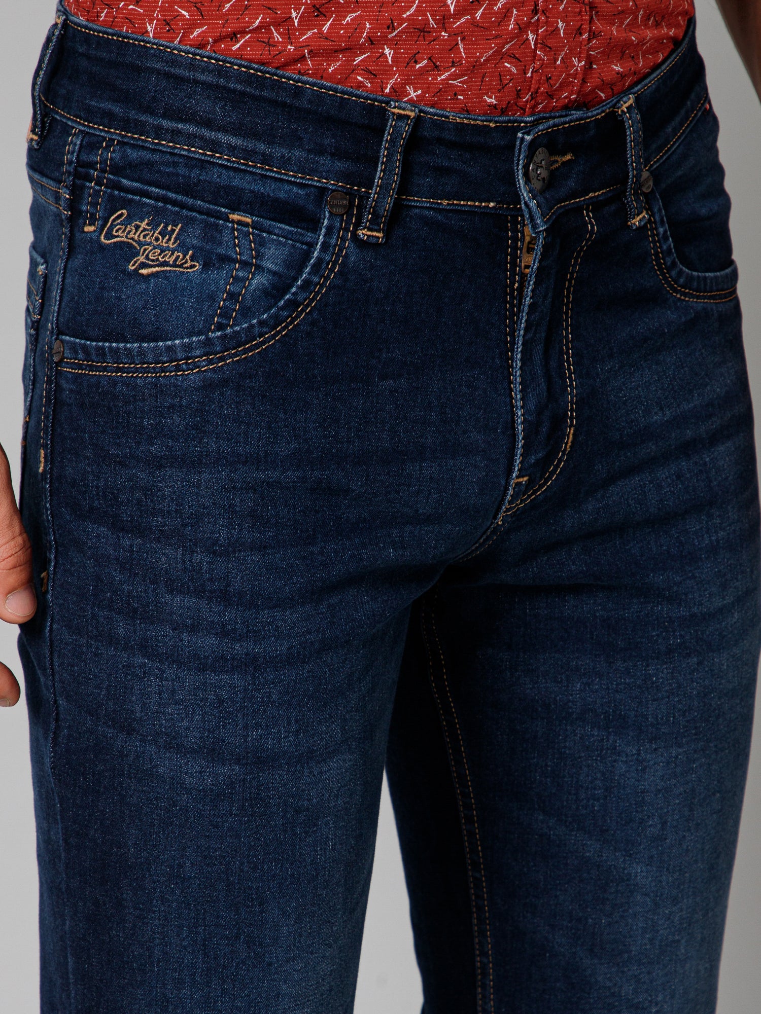Denim Jeans for Men l Breathable & Soft with Color Fastness Ultra Narrow Fit Cotton Fabric Solid Pattern Button Closure - Image 6