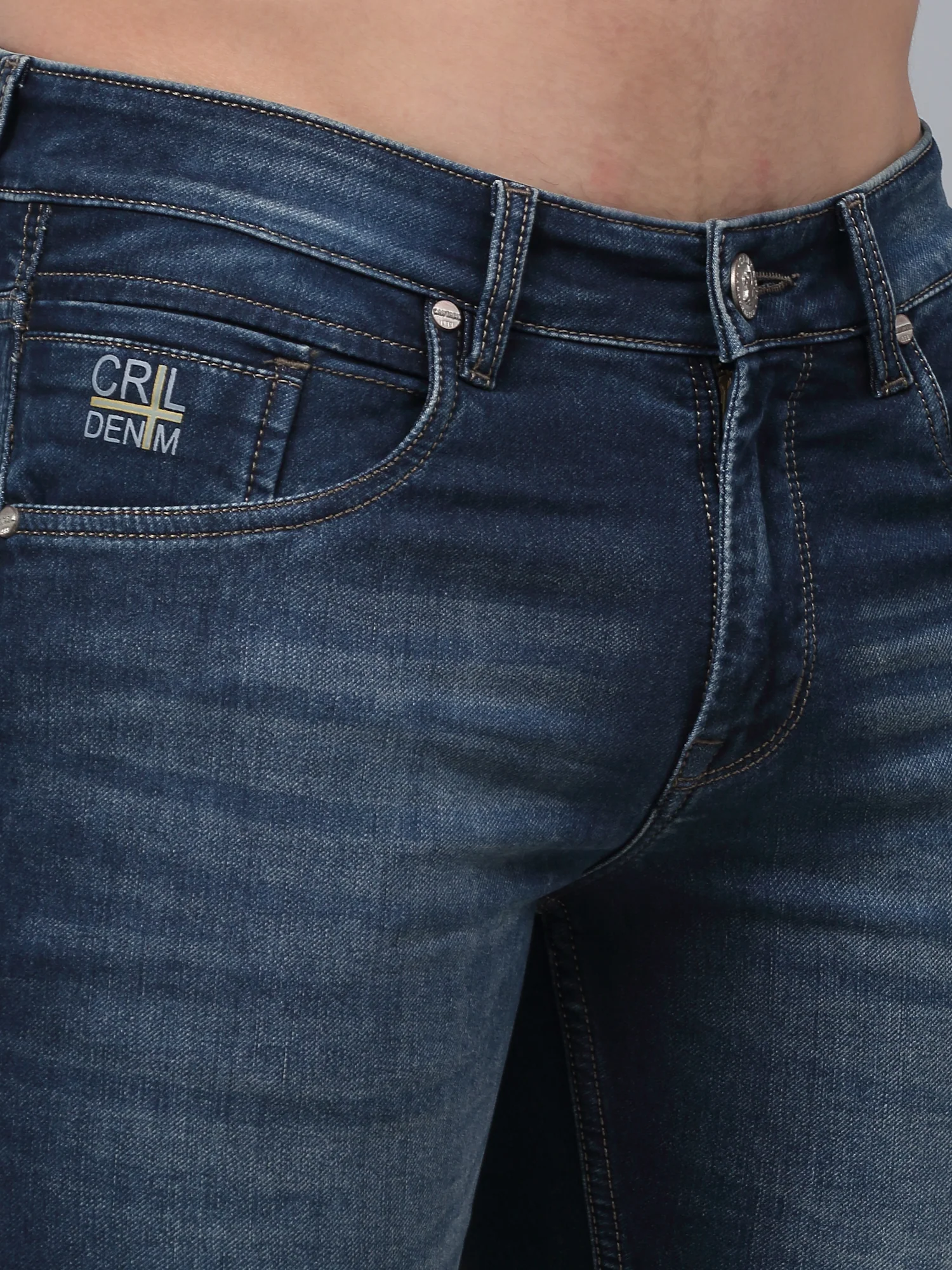 Denim Jeans for Men l Breathable & Soft with Color Fastness Ultra Narrow Fit Cotton Fabric Solid Pattern Button Closure - Image 4