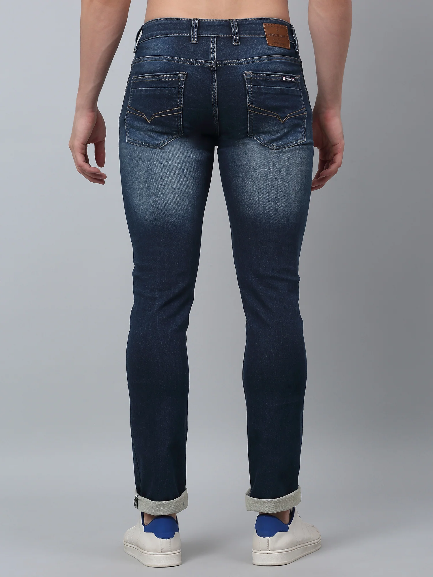 Denim Jeans for Men l Breathable & Soft with Color Fastness Ultra Narrow Fit Cotton Fabric Solid Pattern Button Closure - Image 5