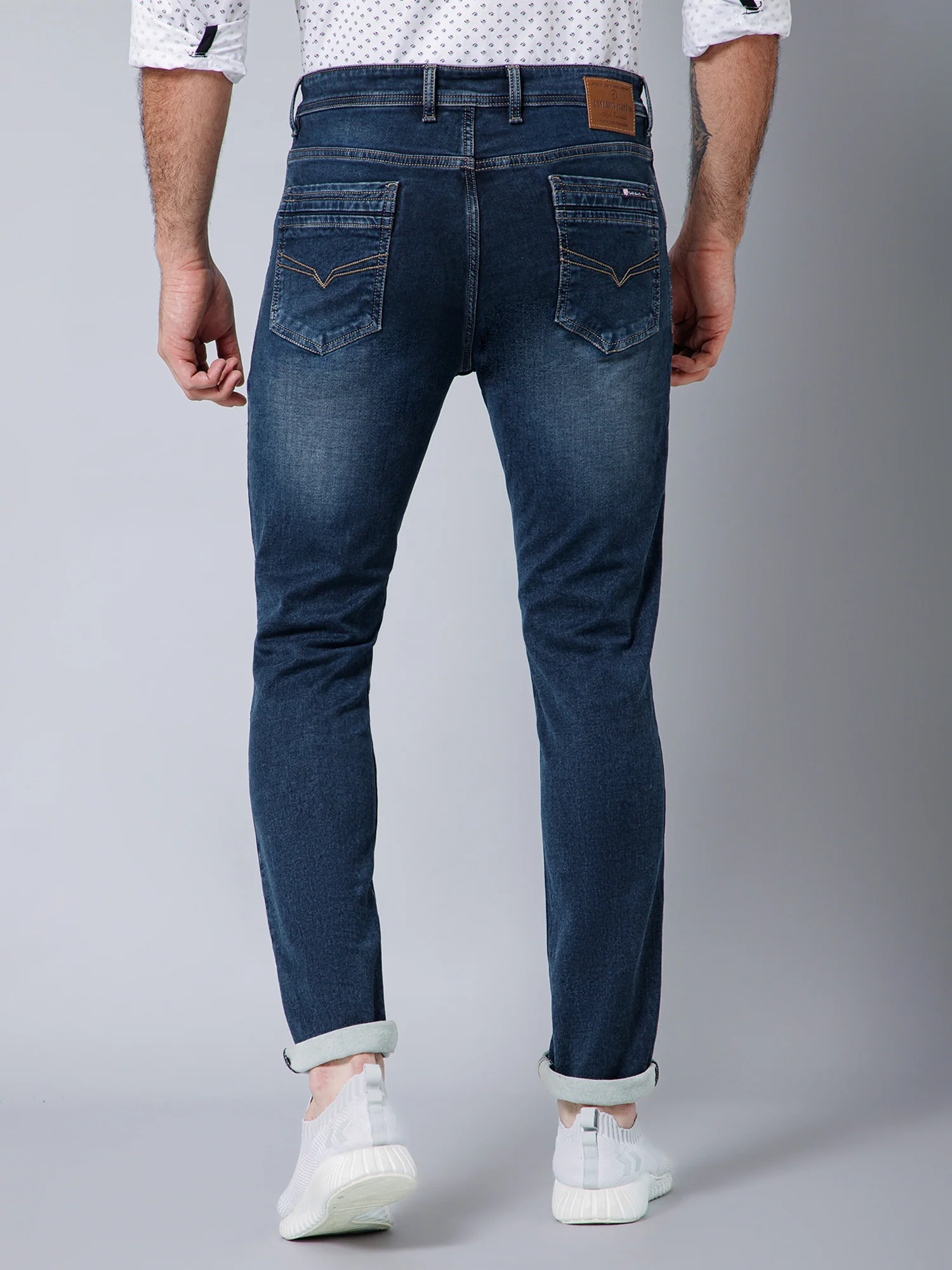 Denim Jeans for Men l Breathable & Soft with Color Fastness Ultra Narrow Fit Cotton Fabric Solid Pattern Button Closure - Image 4