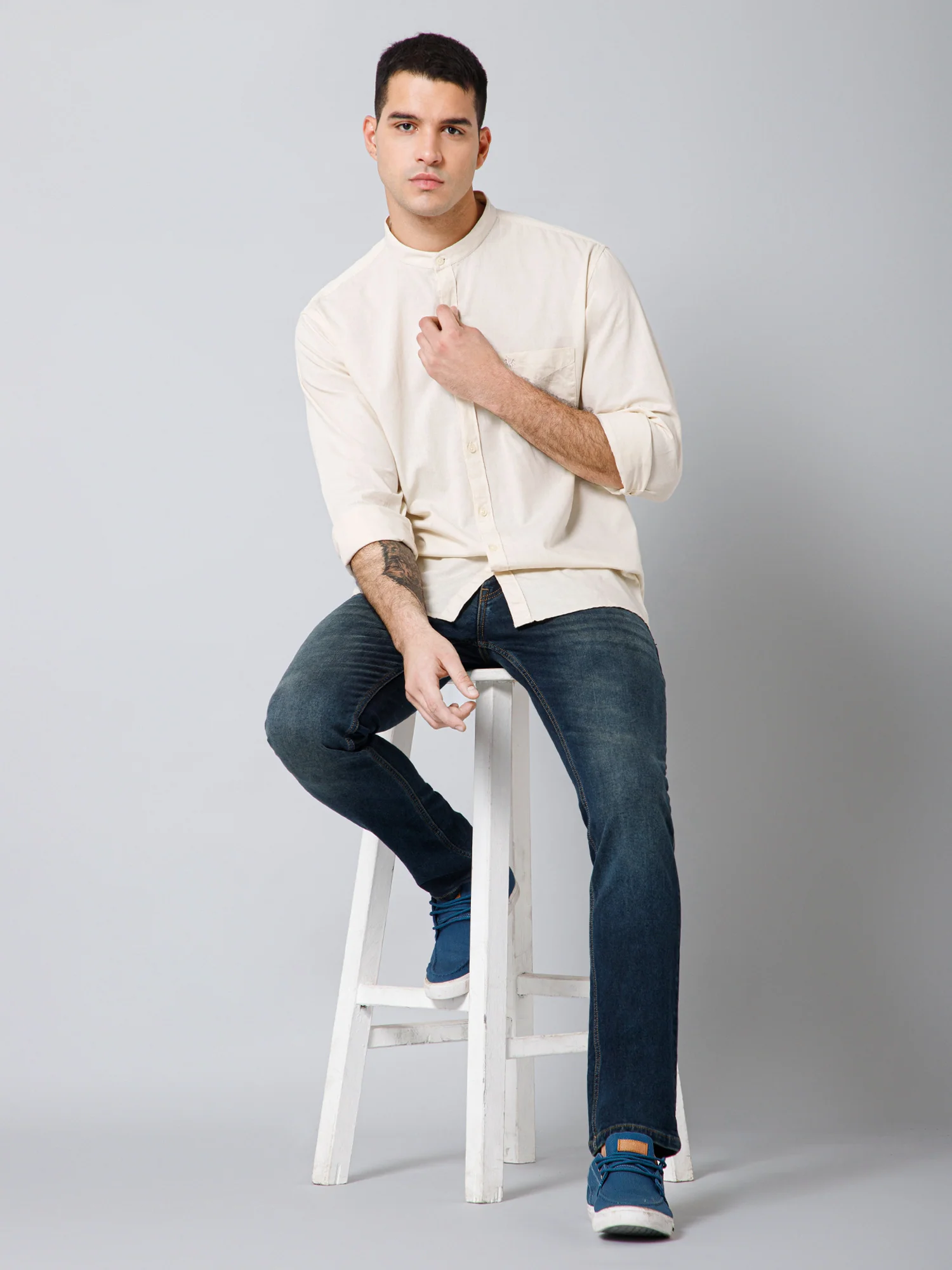 Denim Jeans for Men l Breathable & Soft with Color Fastness Ultra Narrow Fit Cotton Fabric Solid Pattern Button Closure - Image 5