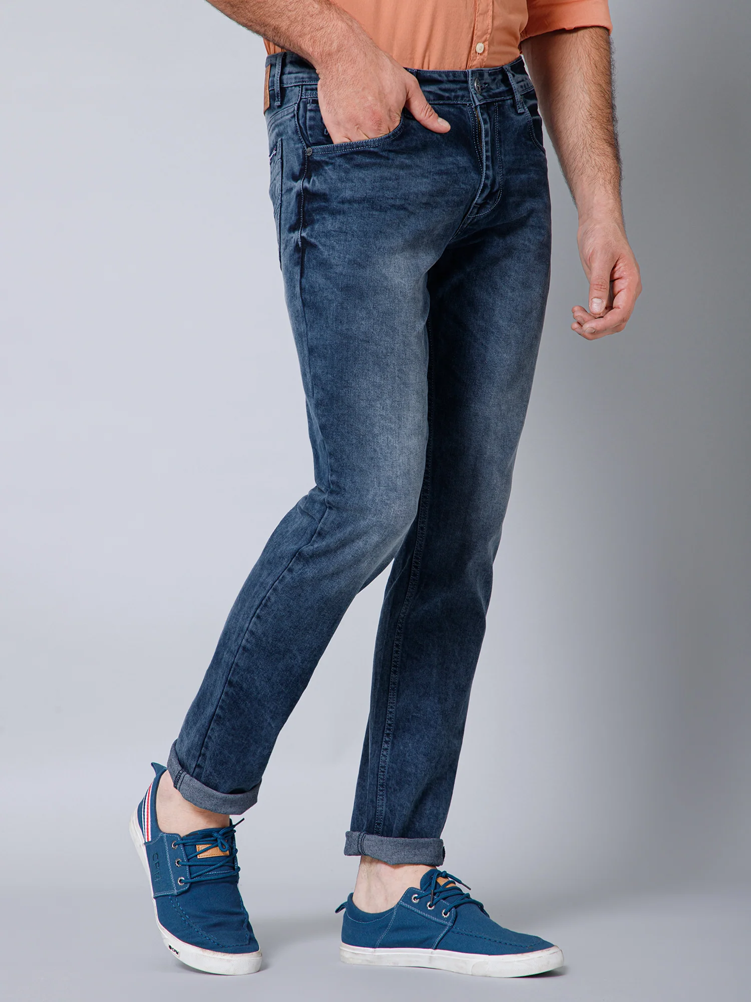 Denim Jeans for Men l Breathable & Soft with Color Fastness Ultra Narrow Fit Cotton Fabric Solid Pattern Button Closure - Image 3