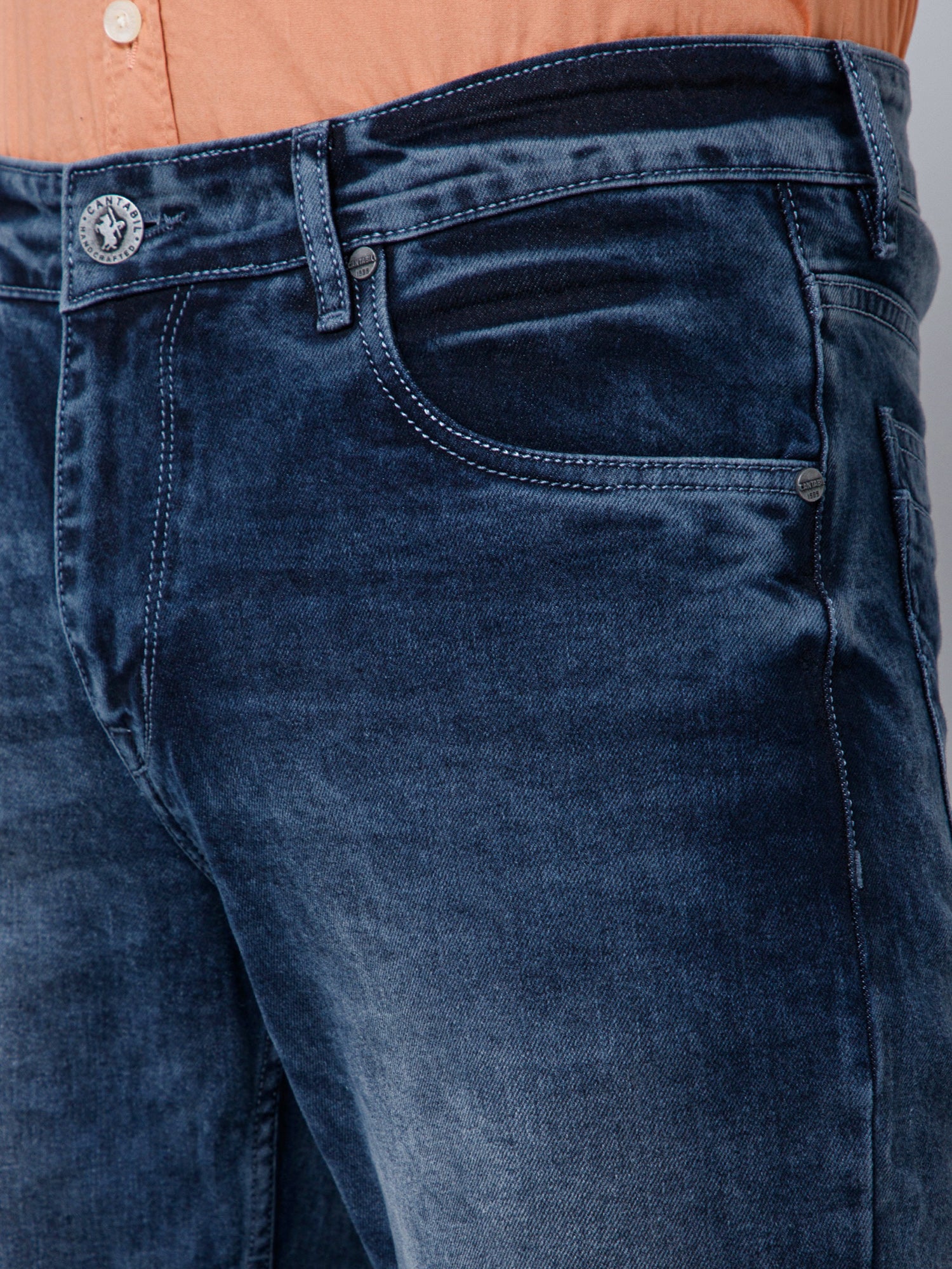 Denim Jeans for Men l Breathable & Soft with Color Fastness Ultra Narrow Fit Cotton Fabric Solid Pattern Button Closure - Image 6