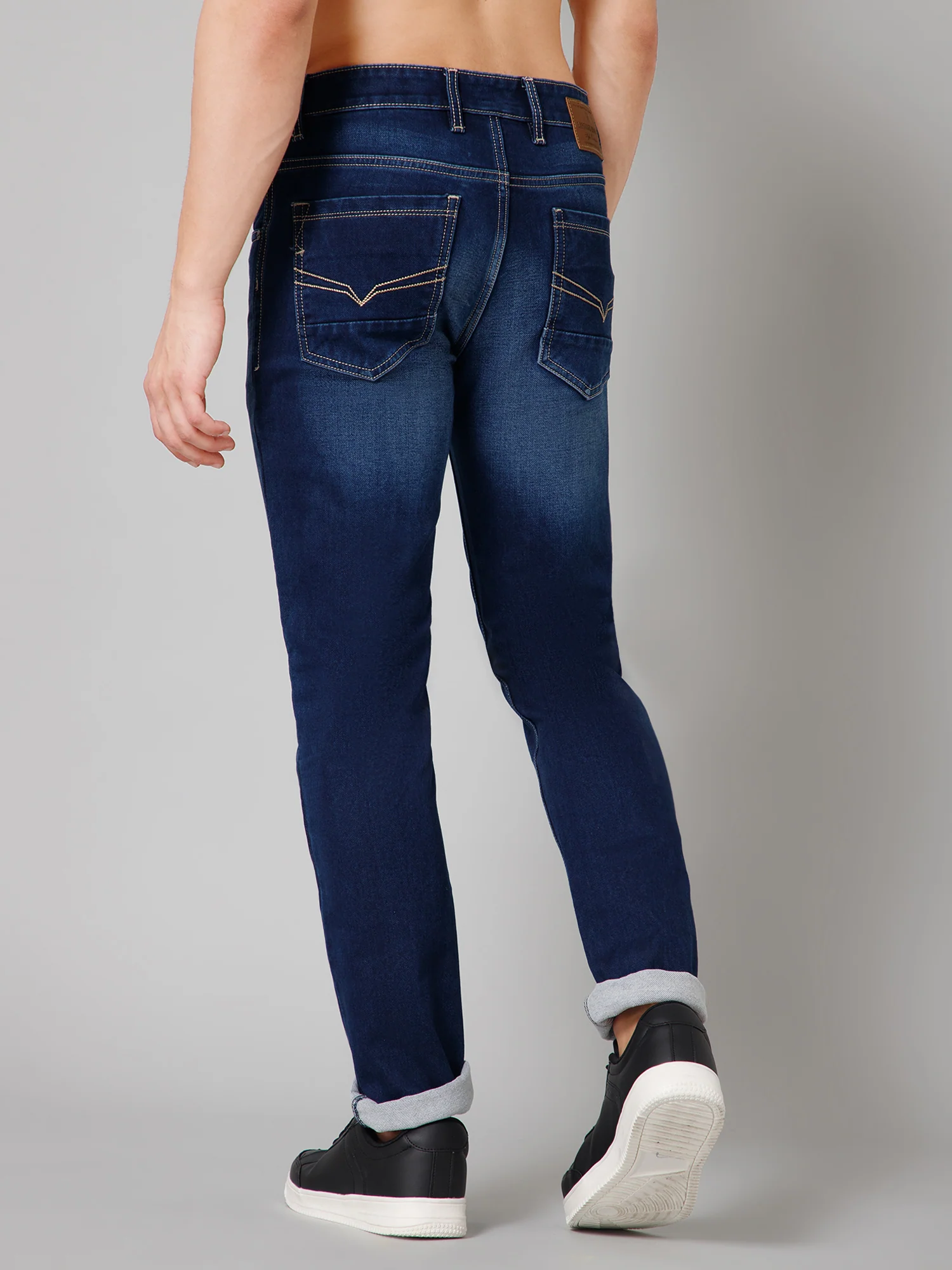 Denim Jeans for Men l Breathable & Soft with Color Fastness Ultra Narrow Fit Cotton Fabric Solid Pattern Button Closure - Image 4