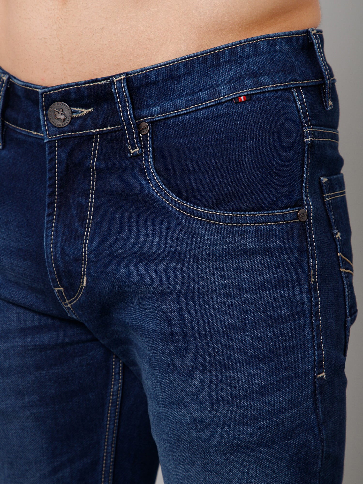 Denim Jeans for Men l Breathable & Soft with Color Fastness Ultra Narrow Fit Cotton Fabric Solid Pattern Button Closure - Image 6