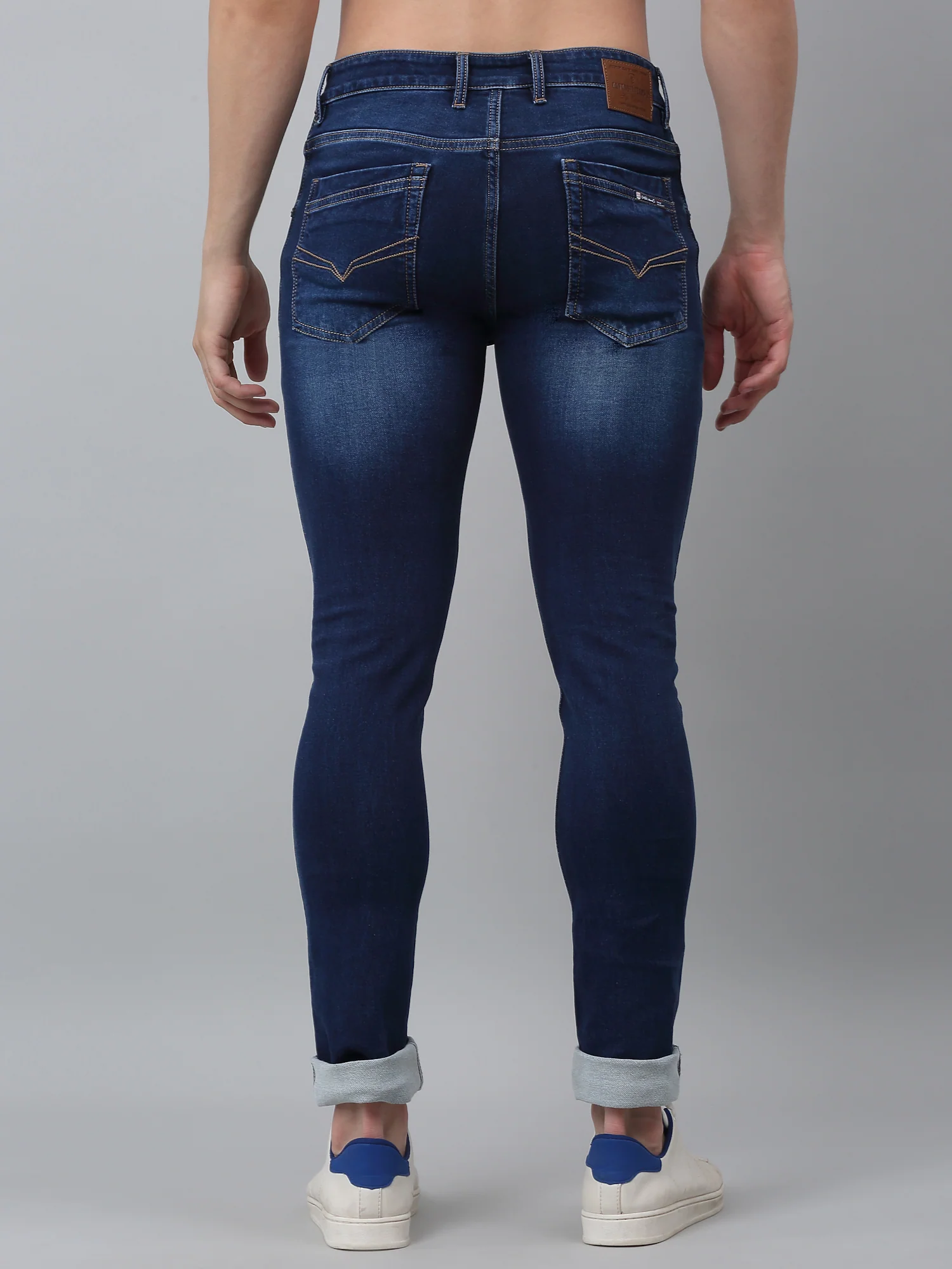 Denim Jeans for Men l Breathable & Soft with Color Fastness Ultra Narrow Fit Cotton Fabric Solid Pattern Button Closure - Image 4