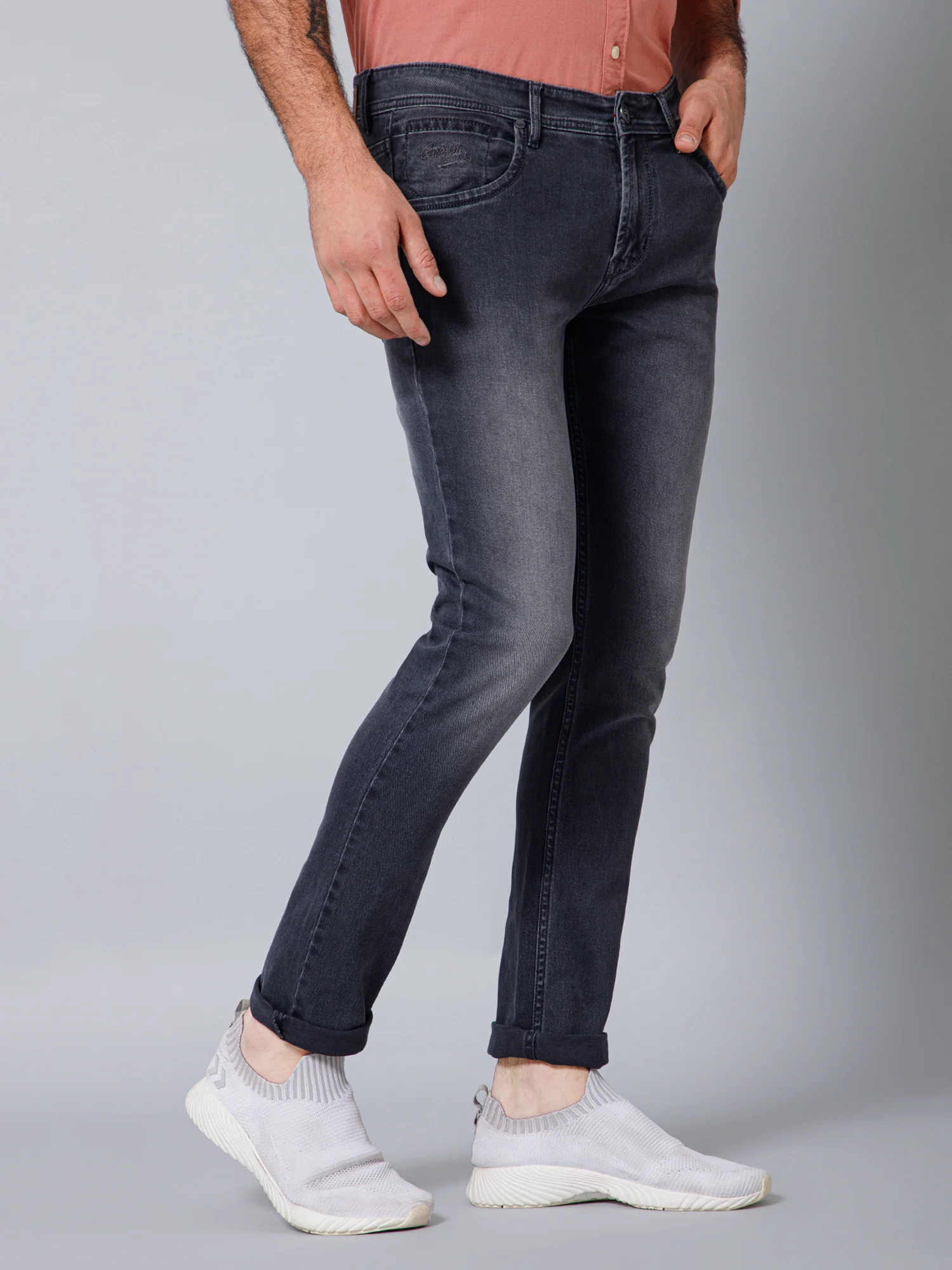 Denim Jeans for Men l Breathable & Soft with Color Fastness Ultra Narrow Fit Cotton Fabric Solid Pattern Button Closure - Image 3