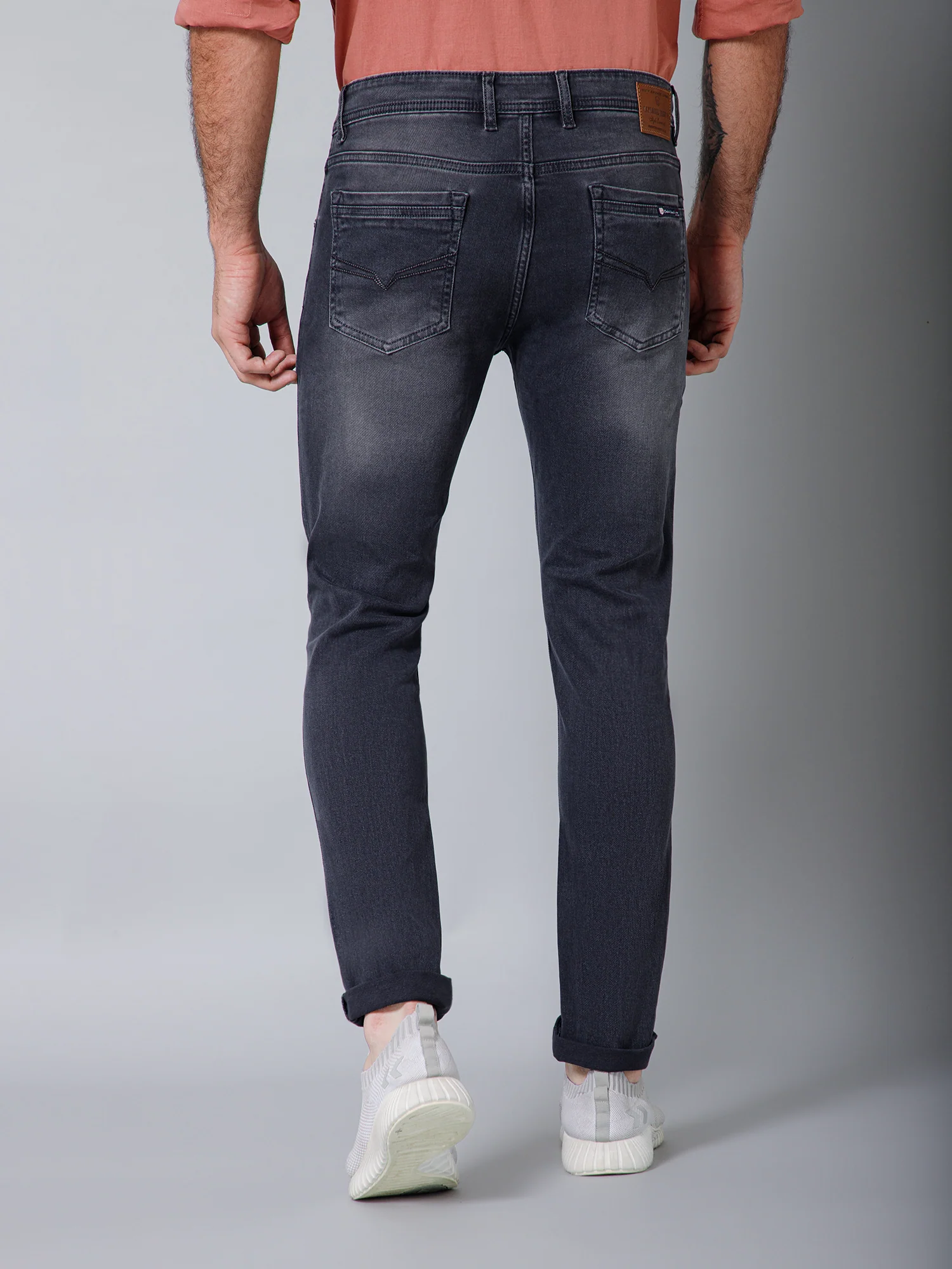 Denim Jeans for Men l Breathable & Soft with Color Fastness Ultra Narrow Fit Cotton Fabric Solid Pattern Button Closure - Image 4