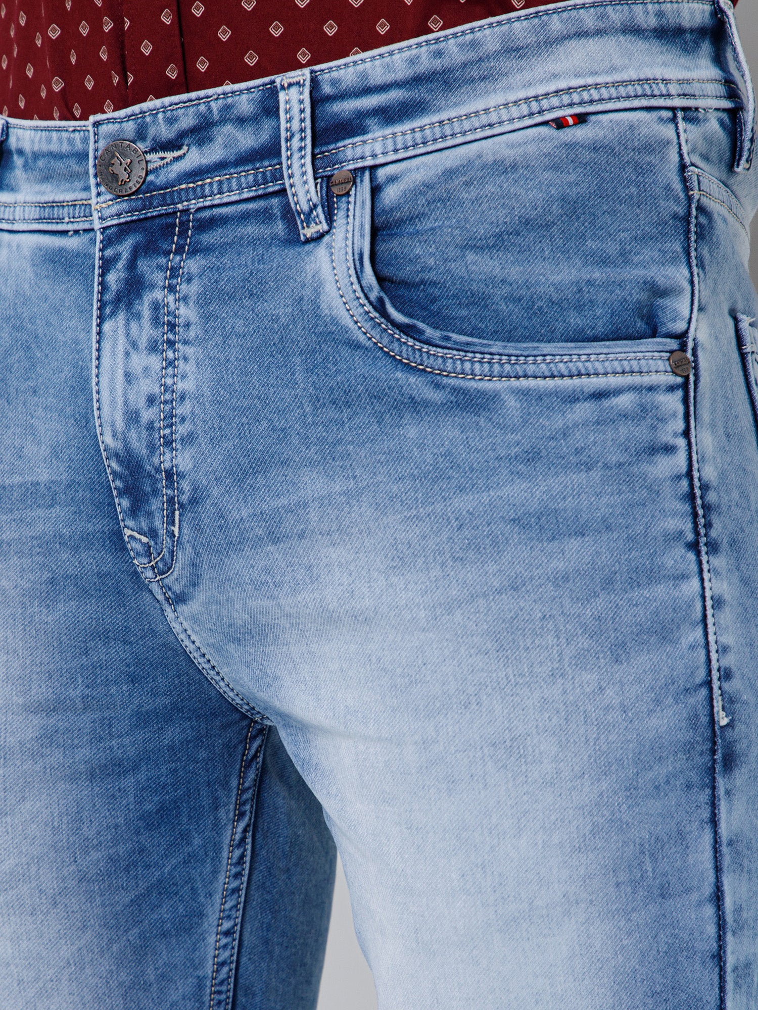 Denim Jeans for Men l Breathable & Soft with Color Fastness Ultra Narrow Fit Cotton Fabric Solid Pattern Button Closure - Image 6