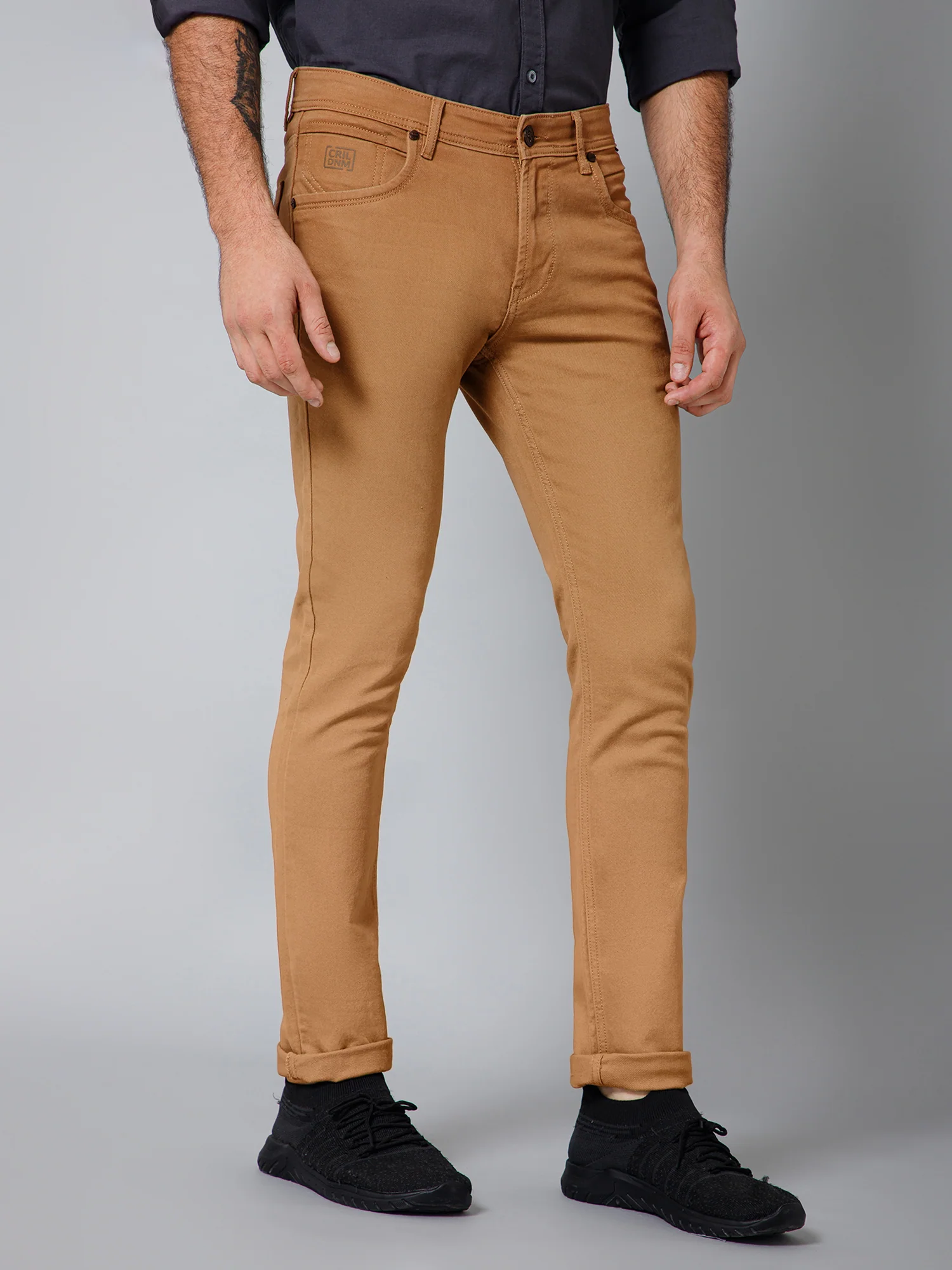 Denim Jeans for Men l Breathable & Soft with Color Fastness Ultra Narrow Fit Cotton Fabric Solid Pattern Button Closure - Image 3