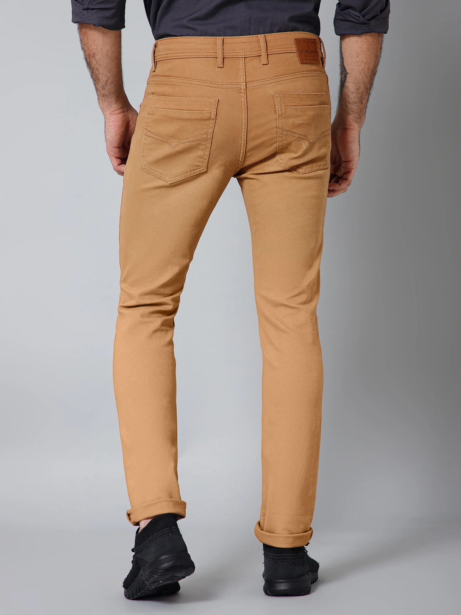Denim Jeans for Men l Breathable & Soft with Color Fastness Ultra Narrow Fit Cotton Fabric Solid Pattern Button Closure - Image 4