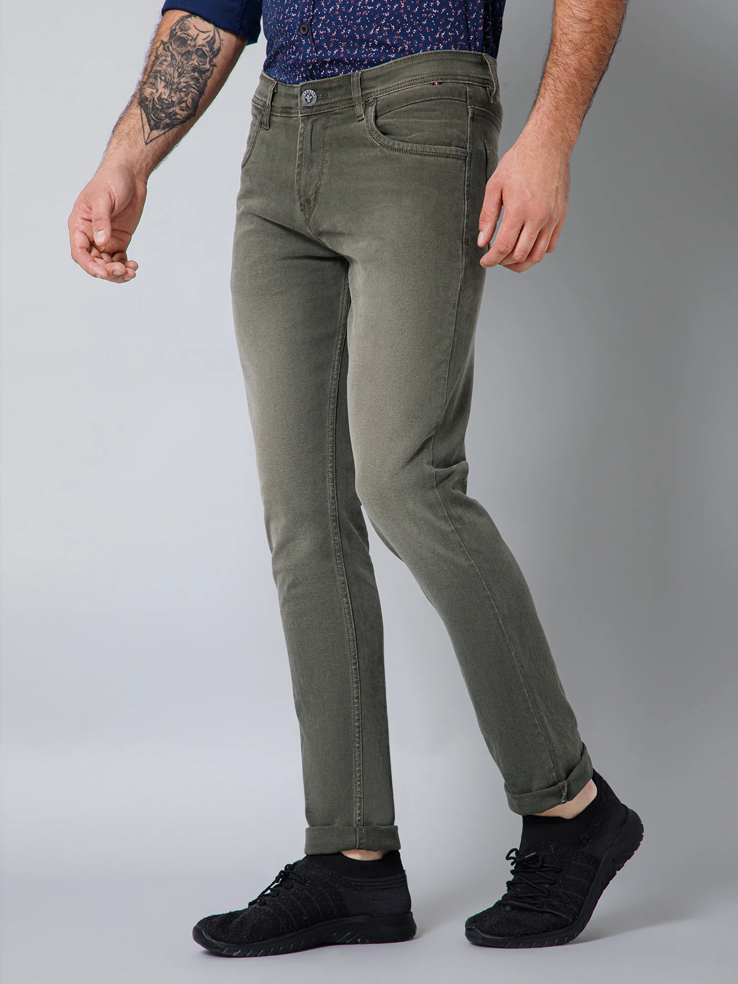 Denim Jeans for Men l Breathable & Soft with Color Fastness Ultra Narrow Fit Cotton Fabric Solid Pattern Button Closure - Image 2