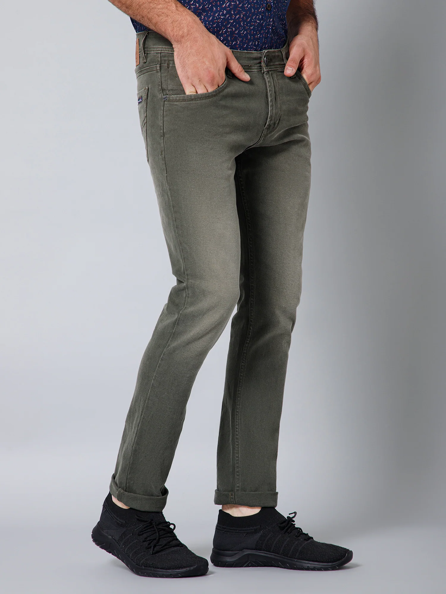 Denim Jeans for Men l Breathable & Soft with Color Fastness Ultra Narrow Fit Cotton Fabric Solid Pattern Button Closure - Image 3
