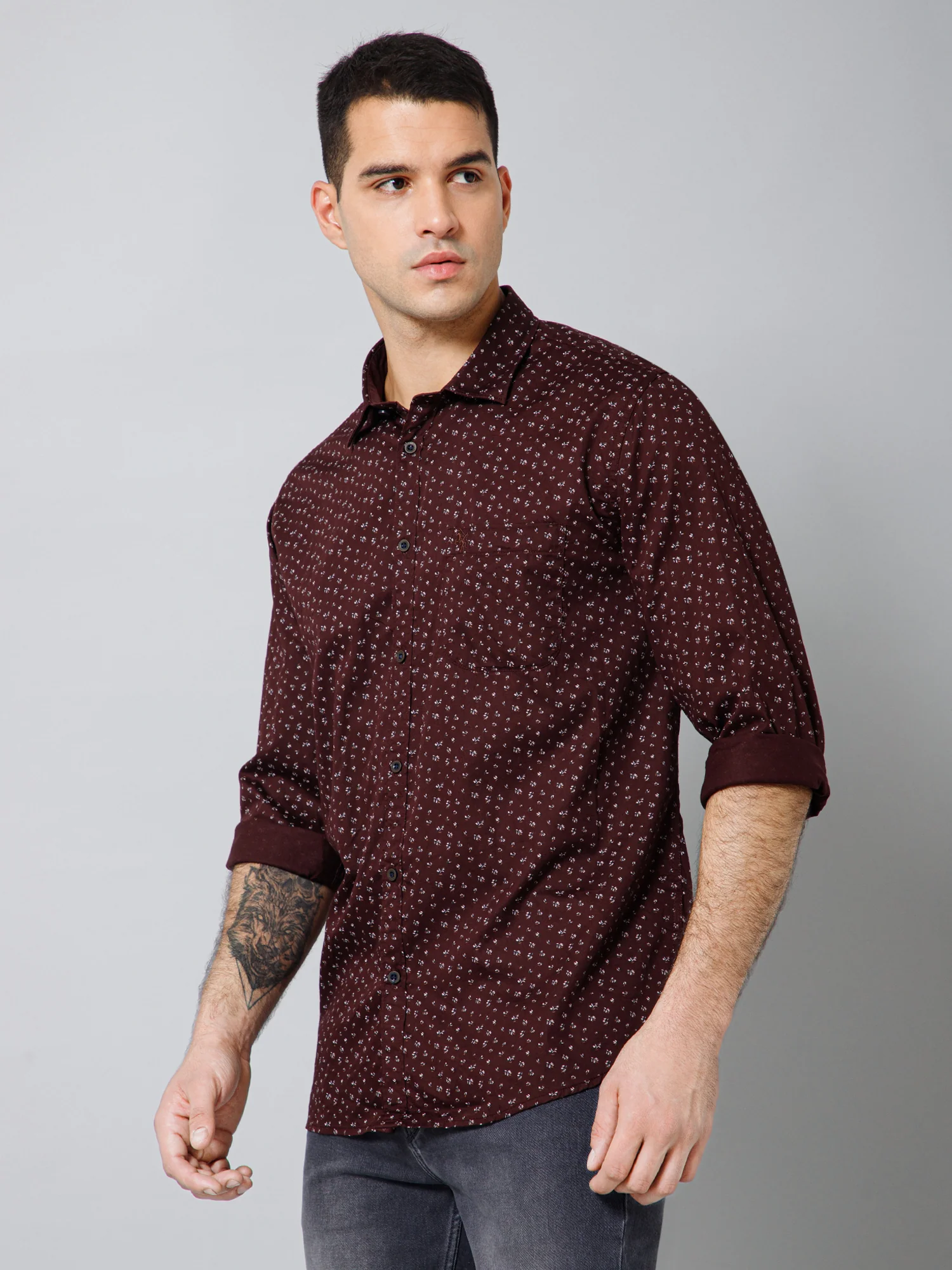 Casual Shirt for Men | Breathable & Soft with Color Fastness Regular Fit Spread Collar Neck Cotton Fabric Printed Pattern - Image 2