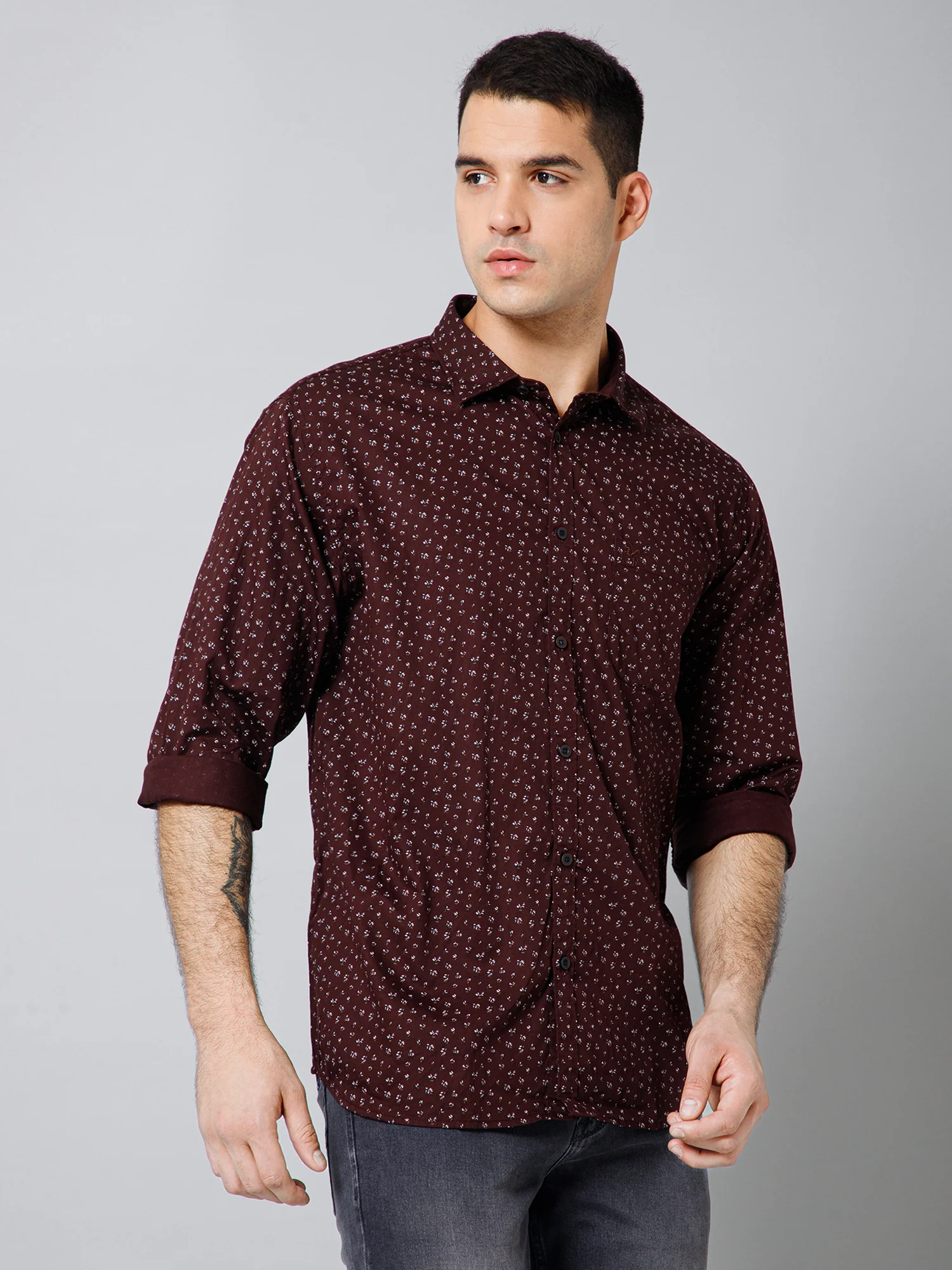 Casual Shirt for Men | Breathable & Soft with Color Fastness Regular Fit Spread Collar Neck Cotton Fabric Printed Pattern - Image 3