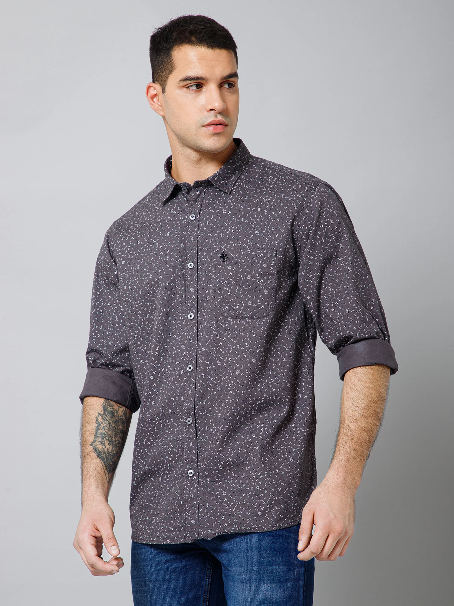 Casual Shirt for Men | Breathable & Soft with Color Fastness Regular Fit Spread Collar Neck Cotton Fabric Printed Pattern - Image 2