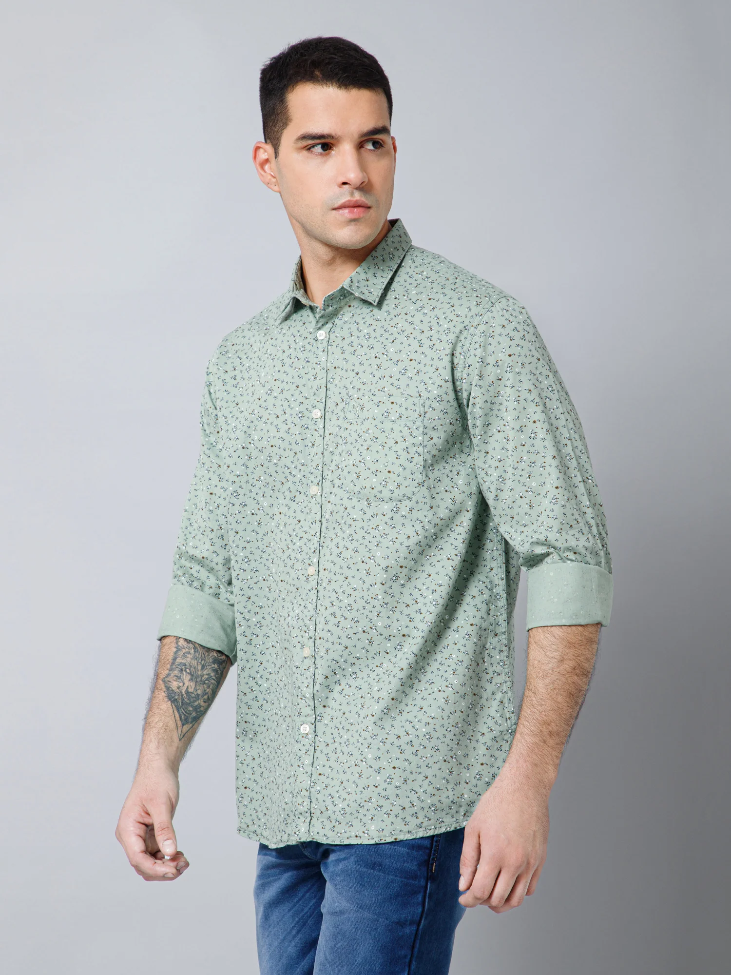 Casual Shirt for Men | Breathable & Soft with Color Fastness Regular Fit Spread Collar Neck Cotton Fabric Printed Pattern - Image 2
