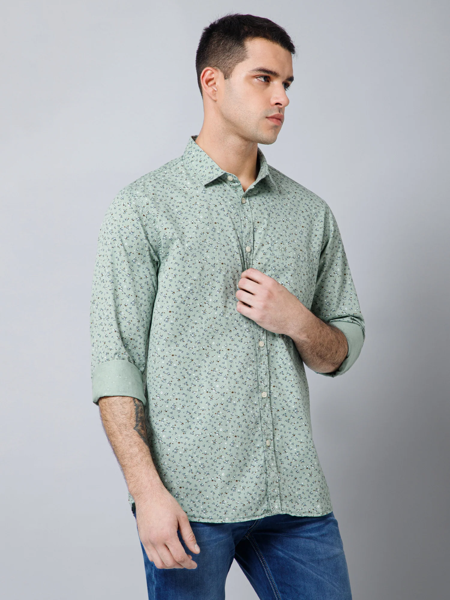 Casual Shirt for Men | Breathable & Soft with Color Fastness Regular Fit Spread Collar Neck Cotton Fabric Printed Pattern - Image 3