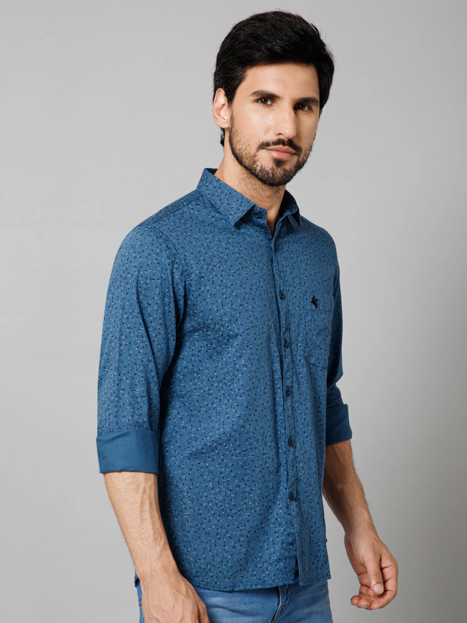 Casual Shirt for Men | Breathable & Soft with Color Fastness Regular Fit Spread Collar Neck Cotton Fabric Printed Pattern - Image 3