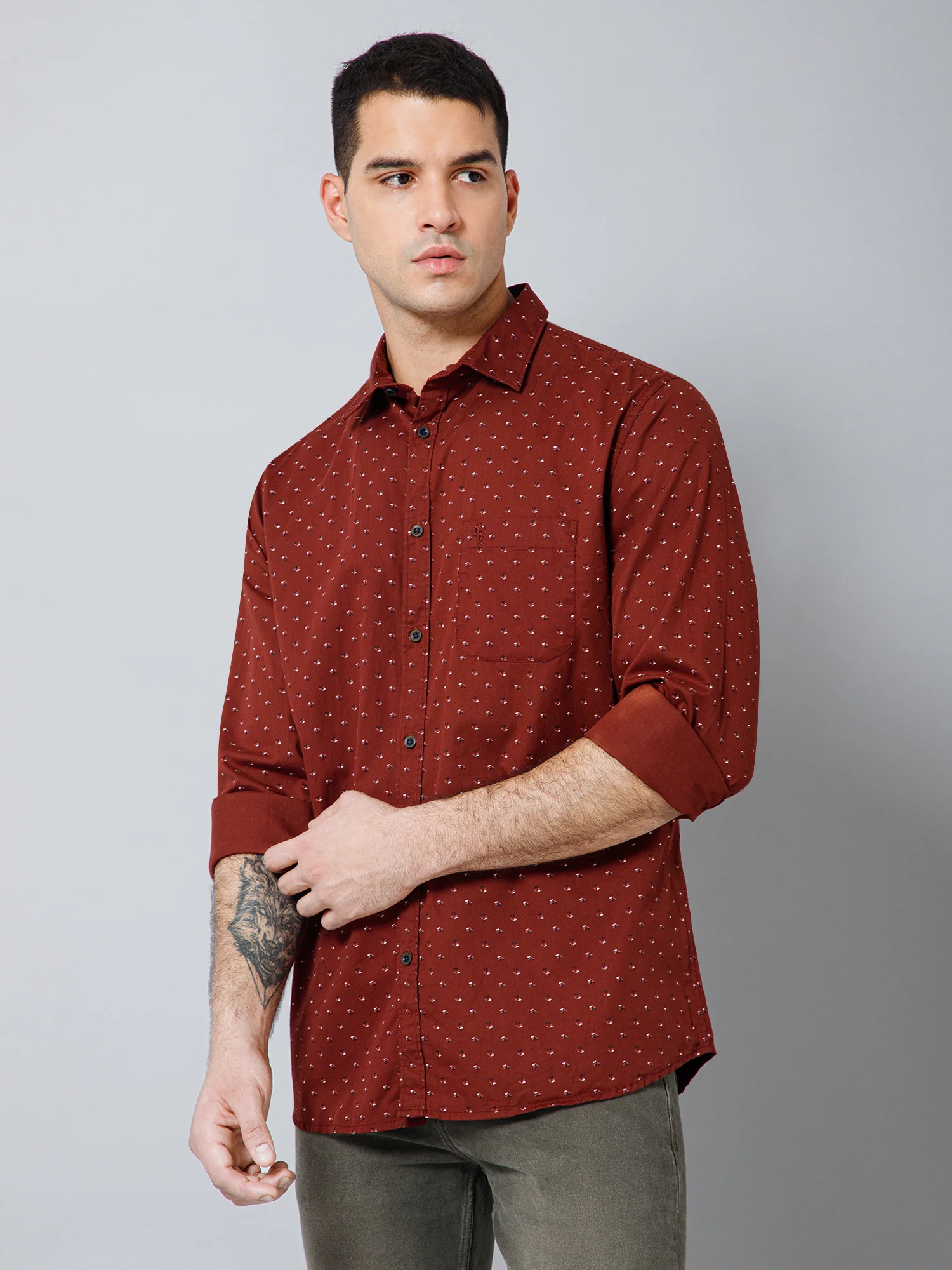 Casual Shirt for Men | Breathable & Soft with Color Fastness Regular Fit Spread Collar Neck Cotton Fabric Printed Pattern - Image 2