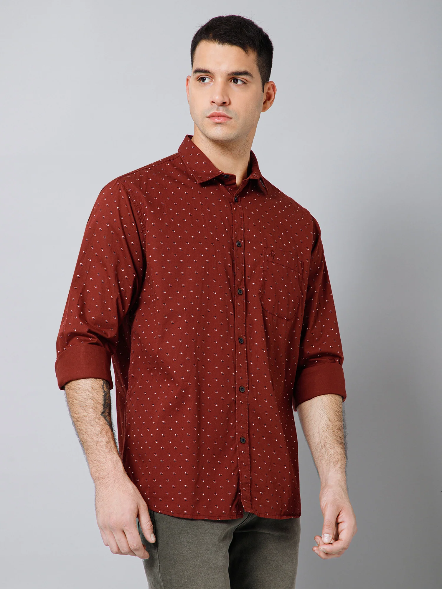 Casual Shirt for Men | Breathable & Soft with Color Fastness Regular Fit Spread Collar Neck Cotton Fabric Printed Pattern - Image 3