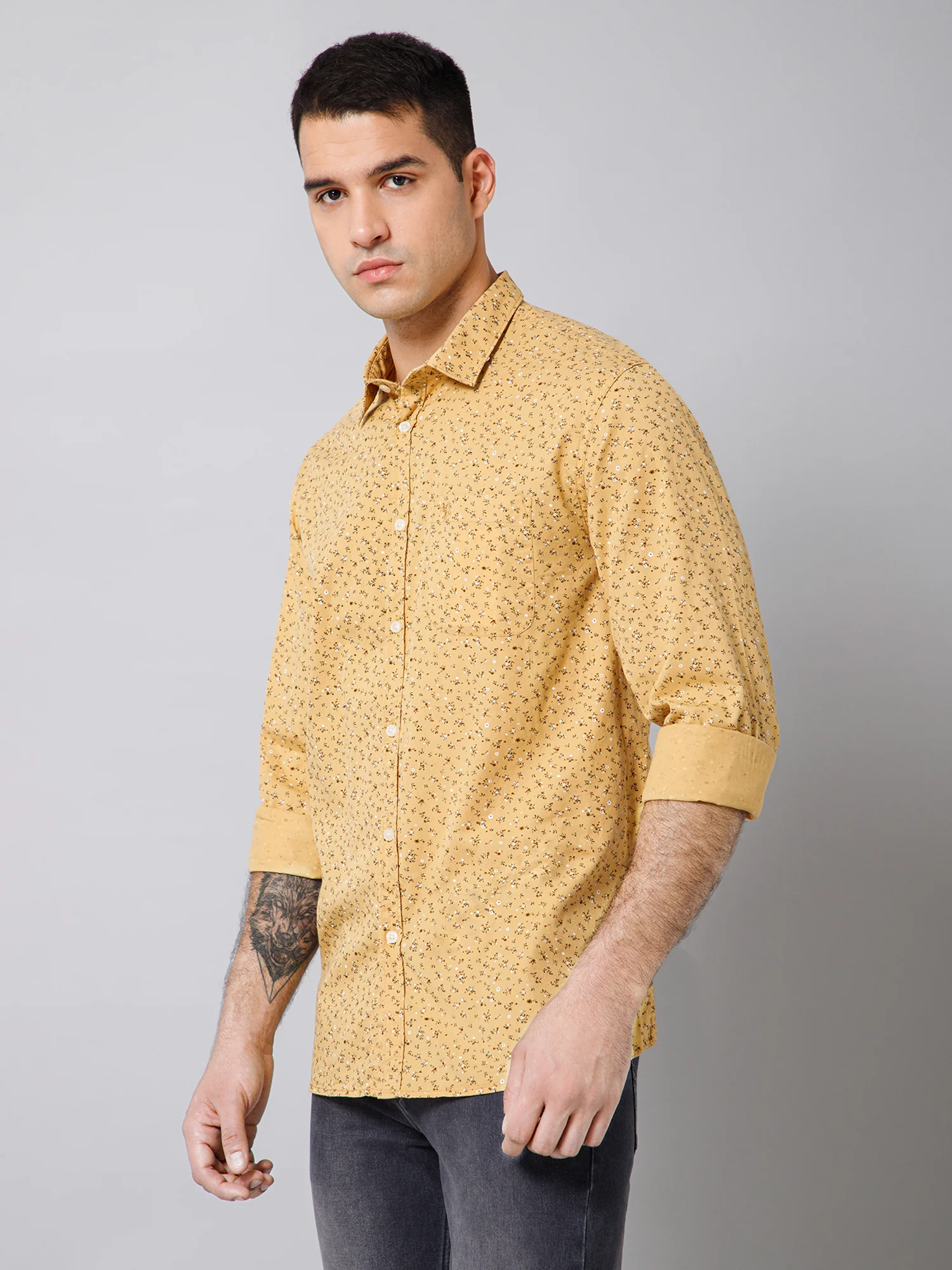 Casual Shirt for Men | Breathable & Soft with Color Fastness Regular Fit Spread Collar Neck Cotton Fabric Printed Pattern - Image 2