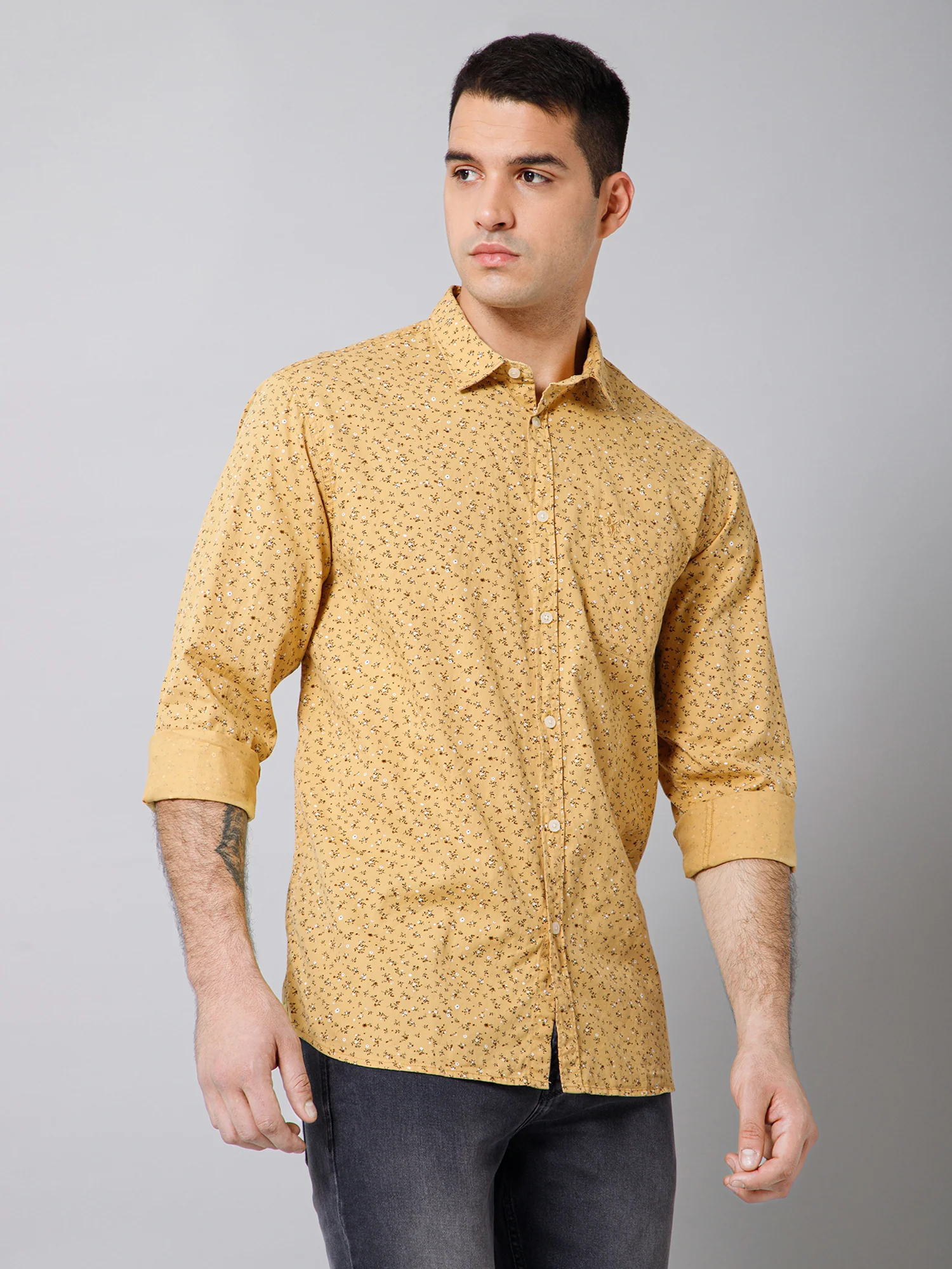 Casual Shirt for Men | Breathable & Soft with Color Fastness Regular Fit Spread Collar Neck Cotton Fabric Printed Pattern - Image 3