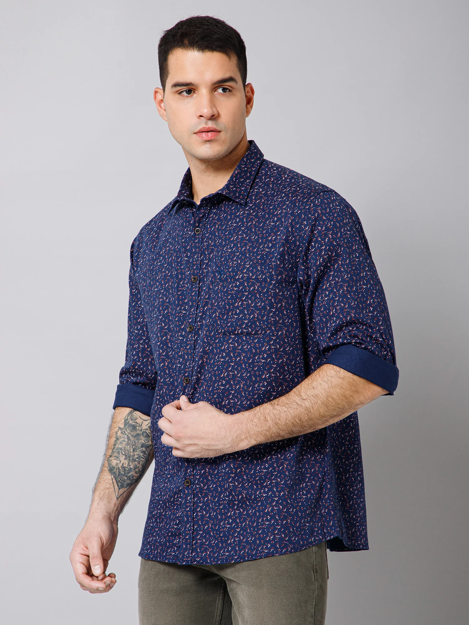 Casual Shirt for Men | Breathable & Soft with Color Fastness Regular Fit Spread Collar Neck Cotton Fabric Printed Pattern - Image 2