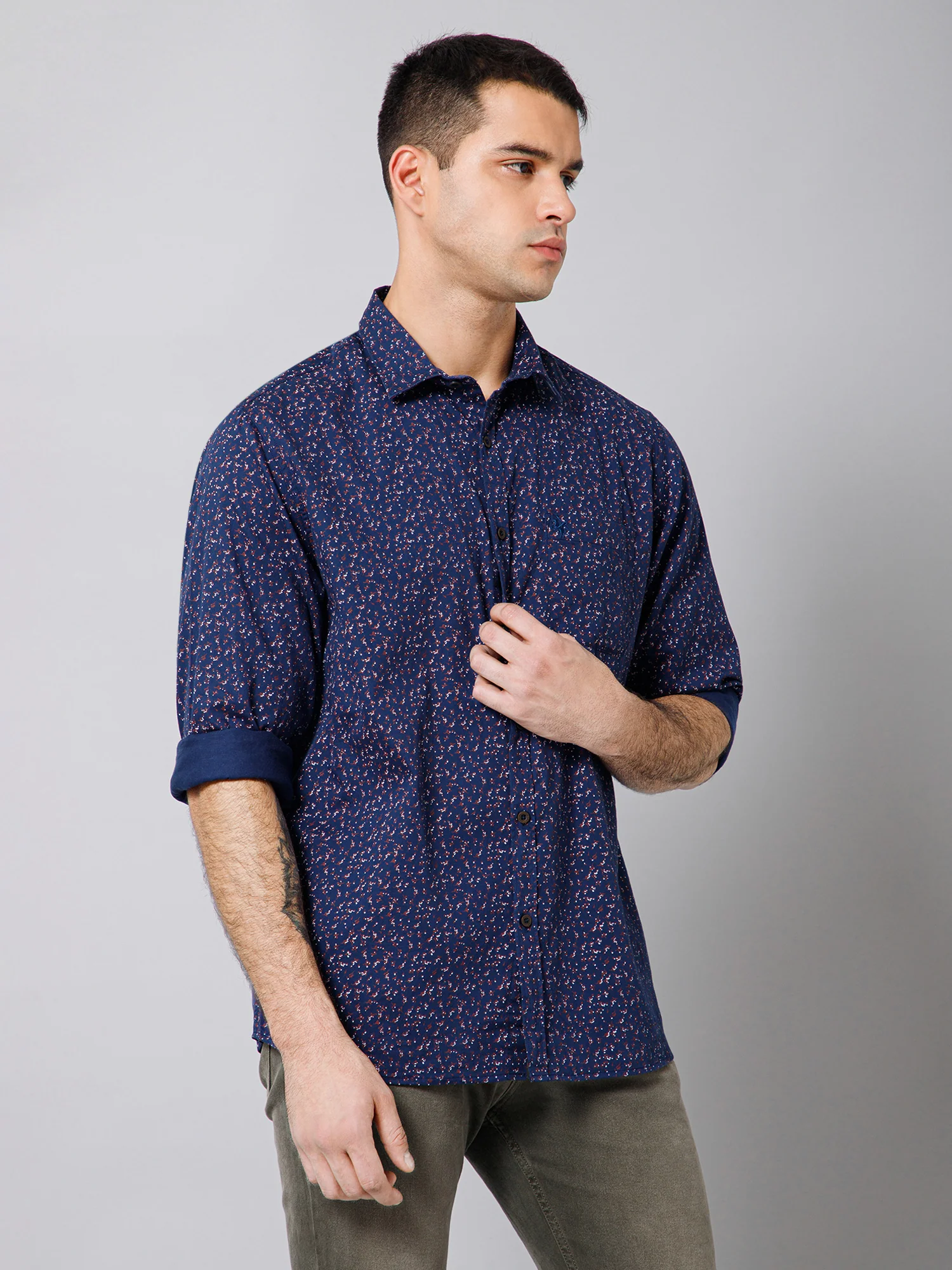 Casual Shirt for Men | Breathable & Soft with Color Fastness Regular Fit Spread Collar Neck Cotton Fabric Printed Pattern - Image 3