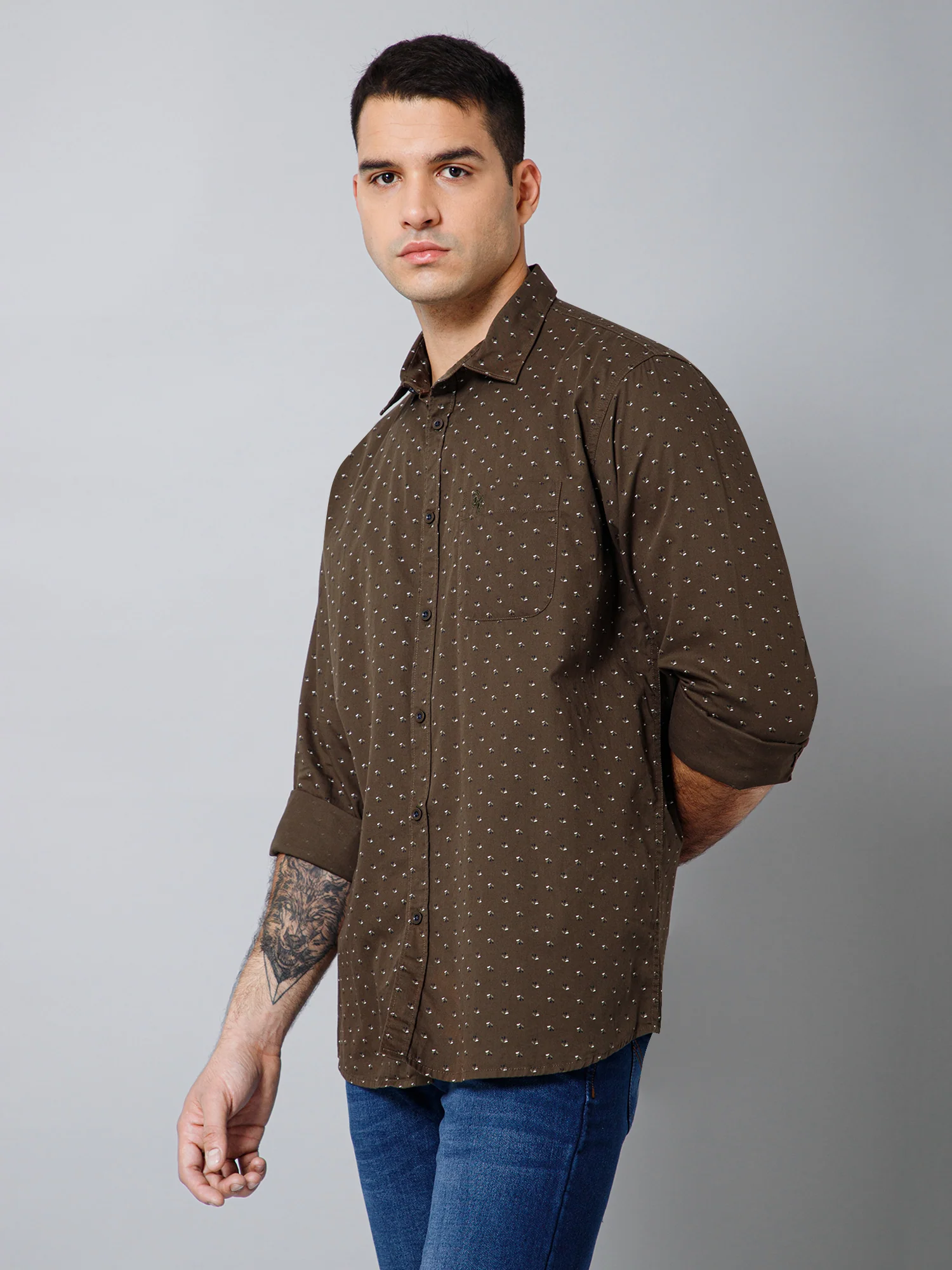 Casual Shirt for Men | Breathable & Soft with Color Fastness Regular Fit Spread Collar Neck Cotton Fabric Printed Pattern - Image 2