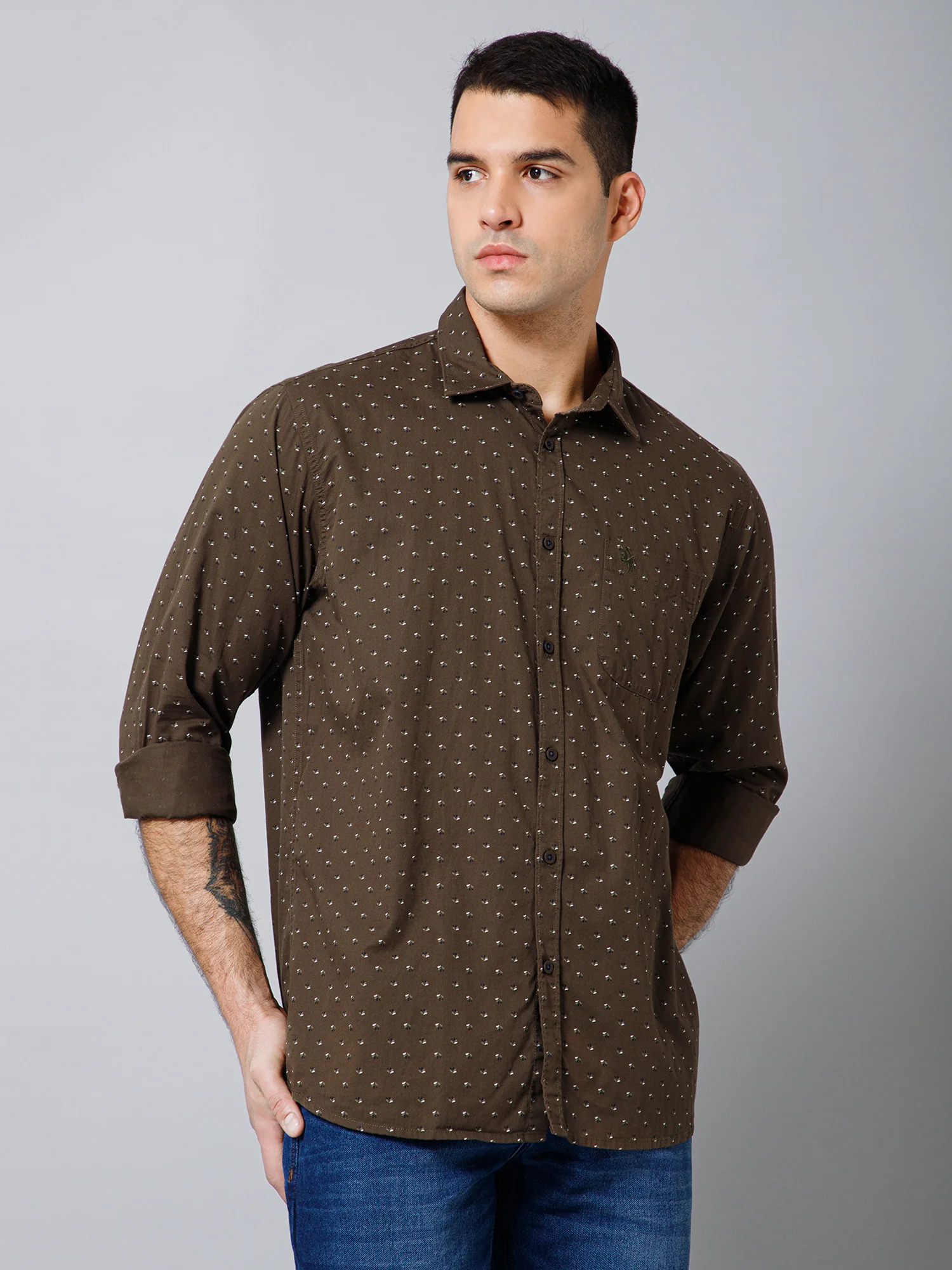Casual Shirt for Men | Breathable & Soft with Color Fastness Regular Fit Spread Collar Neck Cotton Fabric Printed Pattern - Image 3