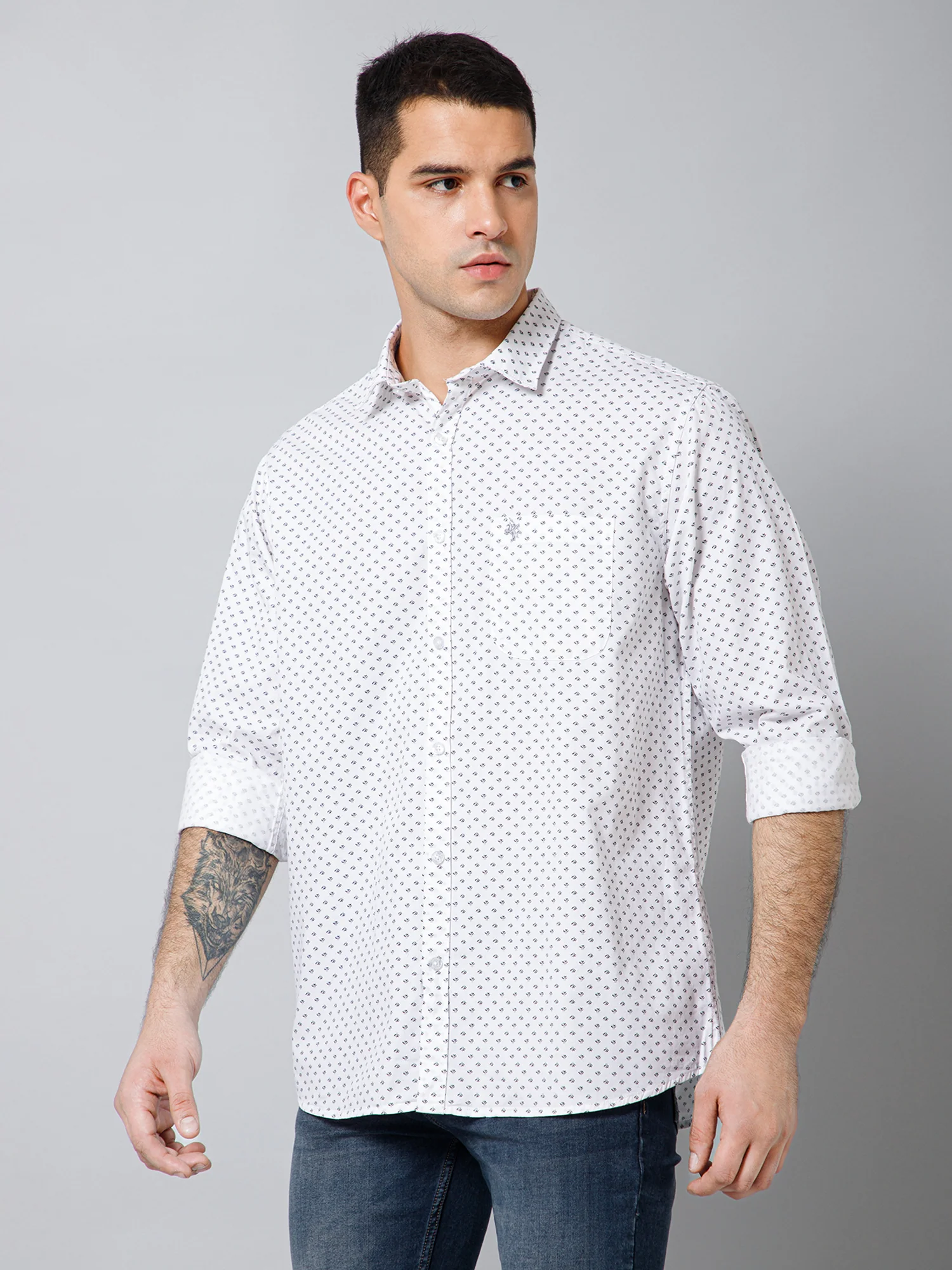 Casual Shirt for Men | Breathable & Soft with Color Fastness Regular Fit Spread Collar Neck Cotton Fabric Printed Pattern - Image 2
