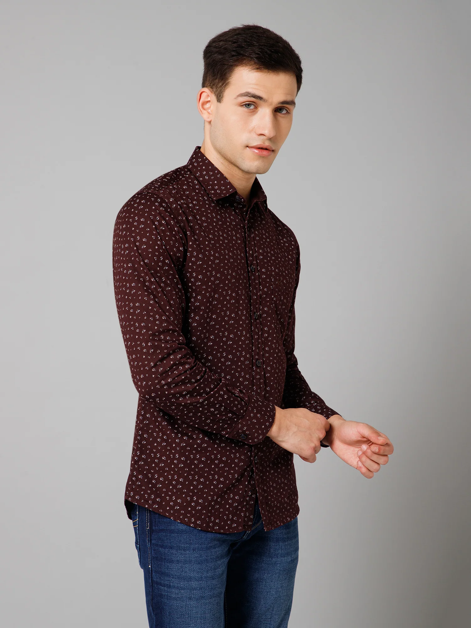 Casual Shirt for Men | Breathable & Soft with Color Fastness Regular Fit Spread Collar Neck Cotton Fabric Printed Pattern - Image 3
