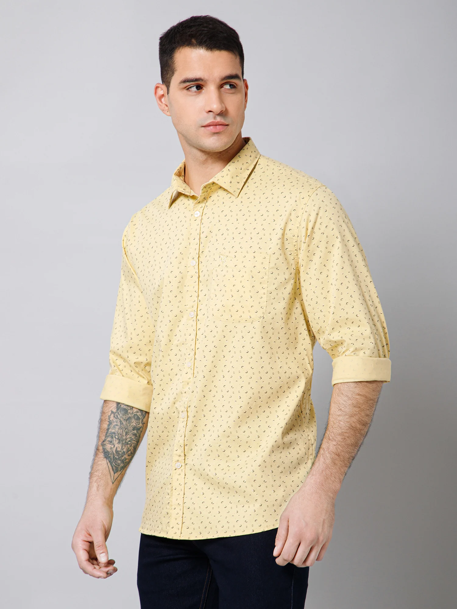 Casual Shirt for Men | Breathable & Soft with Color Fastness Regular Fit Spread Collar Neck Cotton Fabric Printed Pattern - Image 2