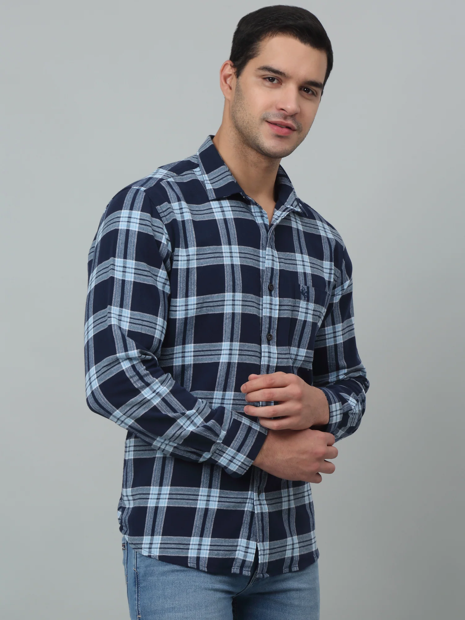 Casual Shirt for Men | Breathable & Soft with Color Fastness Regular Fit Spread Collar Neck Cotton Fabric Checkered Pattern - Image 2
