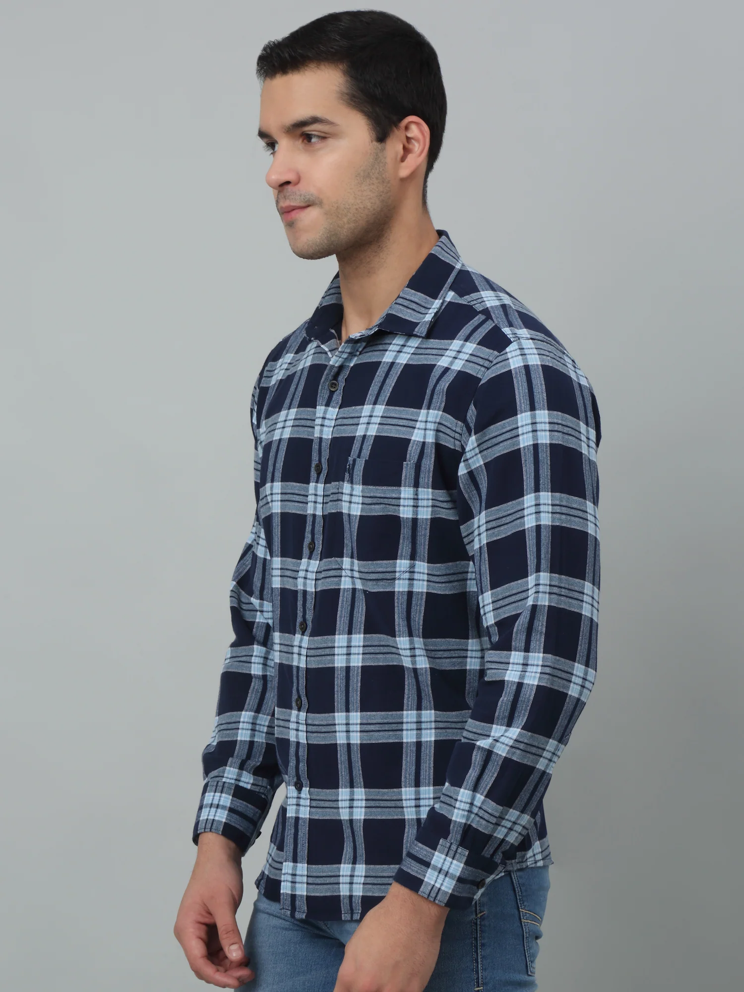 Casual Shirt for Men | Breathable & Soft with Color Fastness Regular Fit Spread Collar Neck Cotton Fabric Checkered Pattern - Image 3