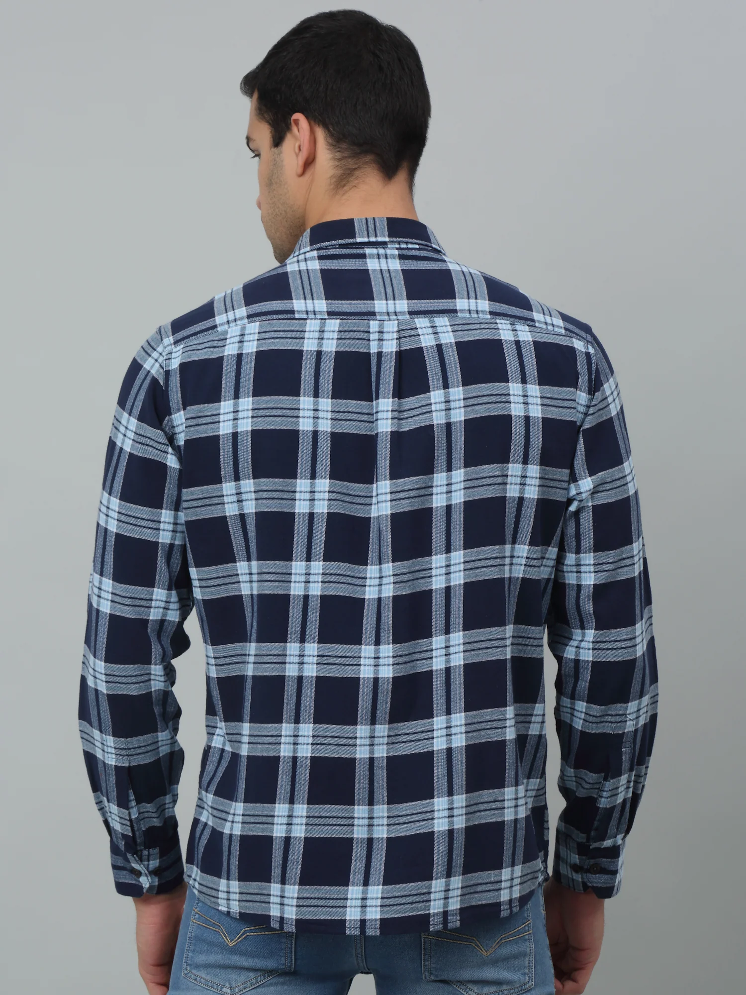 Casual Shirt for Men | Breathable & Soft with Color Fastness Regular Fit Spread Collar Neck Cotton Fabric Checkered Pattern - Image 4