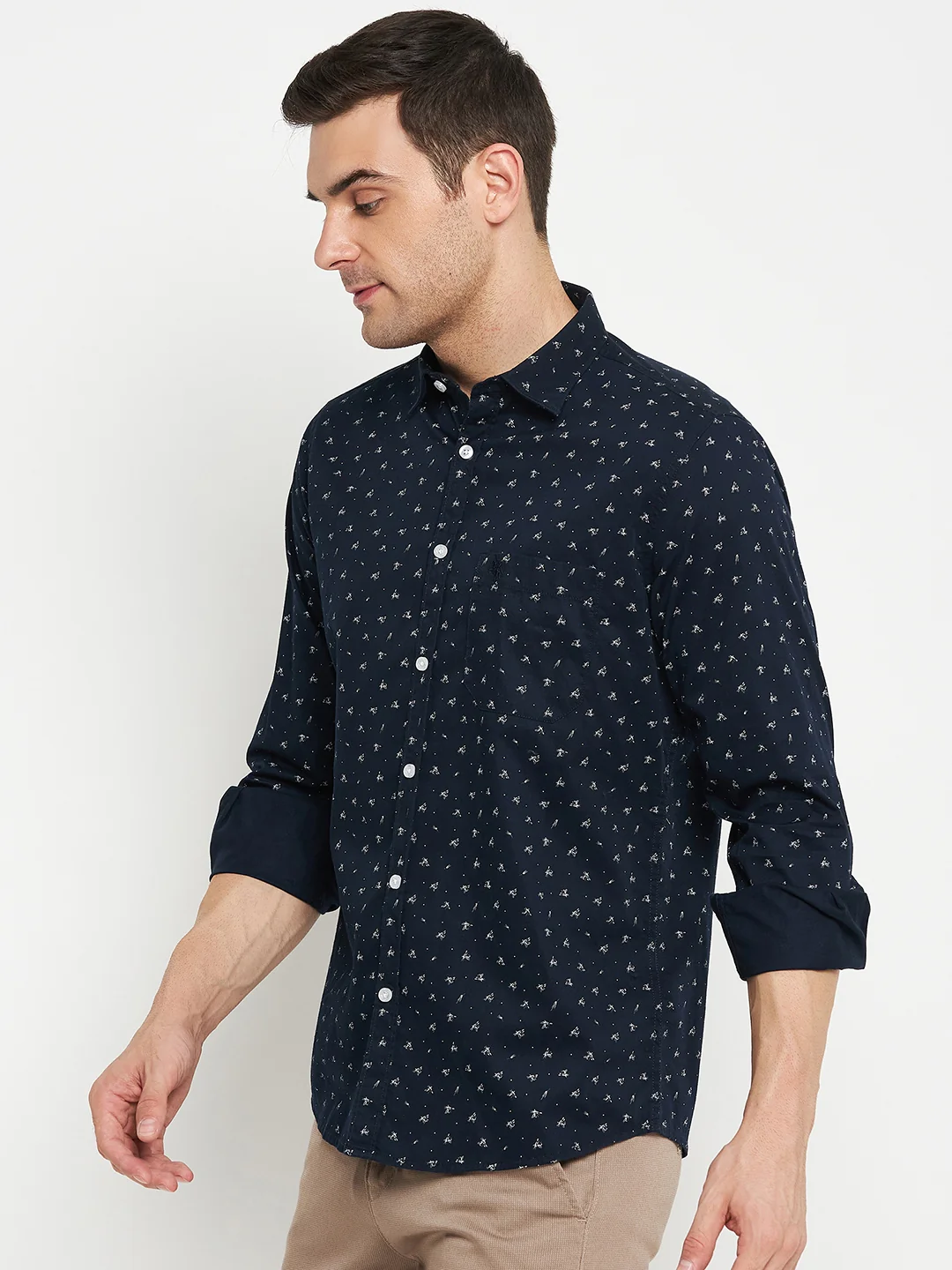 Casual Shirt for Men | Breathable & Soft with Color Fastness Regular Fit Spread Collar Neck Cotton Fabric Printed Pattern - Image 3