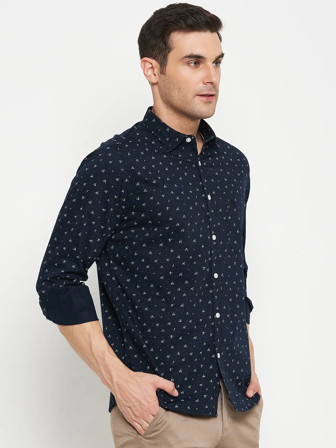 Casual Shirt for Men | Breathable & Soft with Color Fastness Regular Fit Spread Collar Neck Cotton Fabric Printed Pattern - Image 4