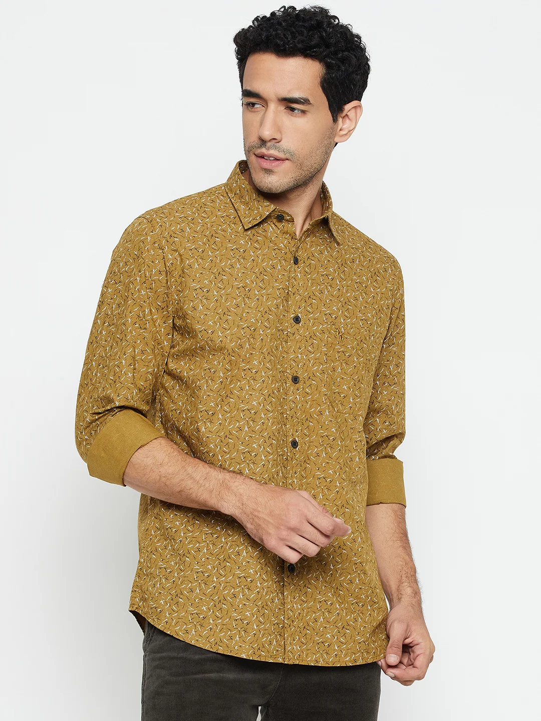 Casual Shirt for Men | Breathable & Soft with Color Fastness Regular Fit Spread Collar Neck Cotton Fabric Printed Pattern - Image 4