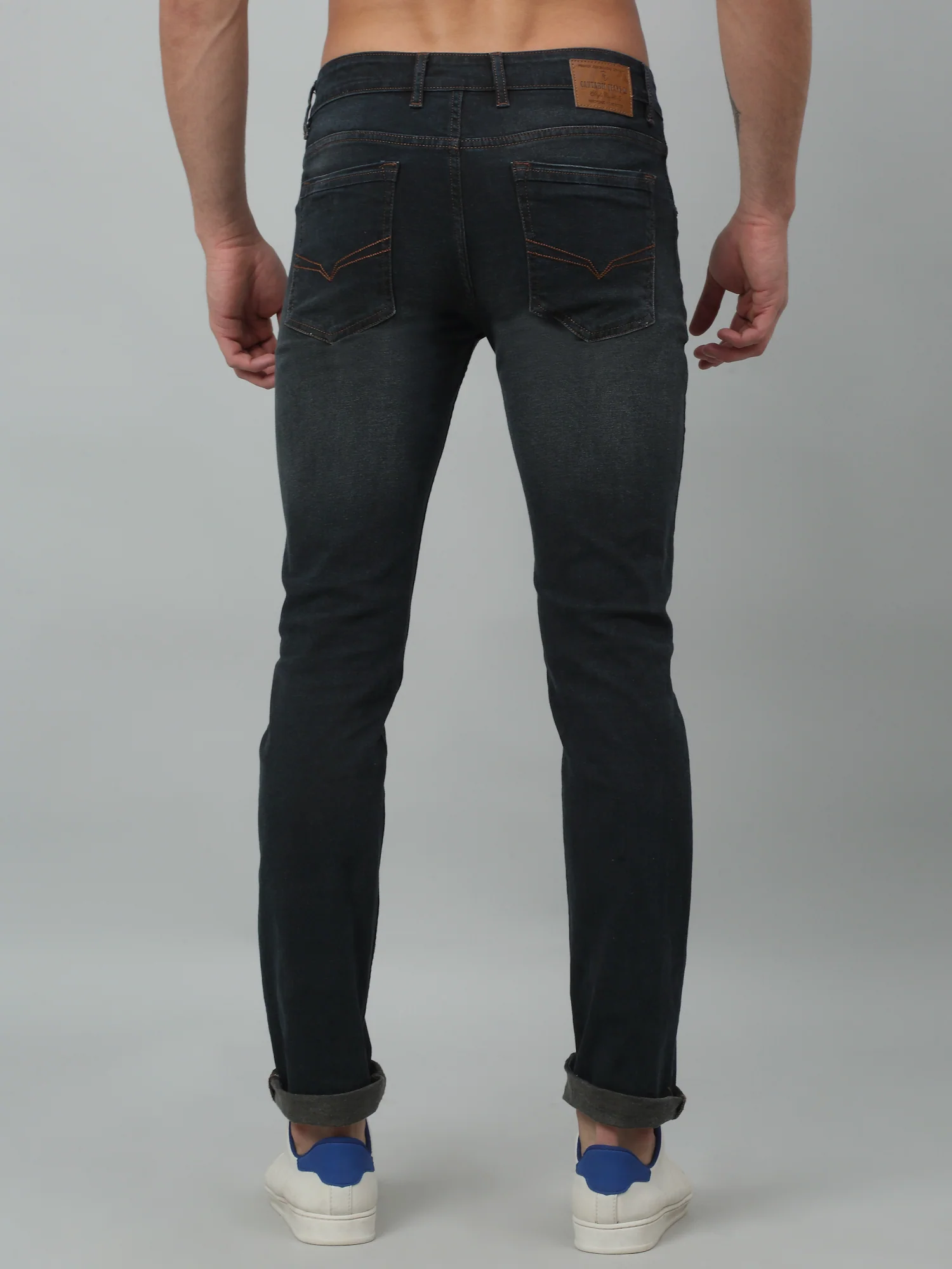 Denim Jeans for Men l Breathable & Soft with Color Fastness Ultra Narrow Fit Cotton Fabric Solid Pattern Button Closure - Image 5