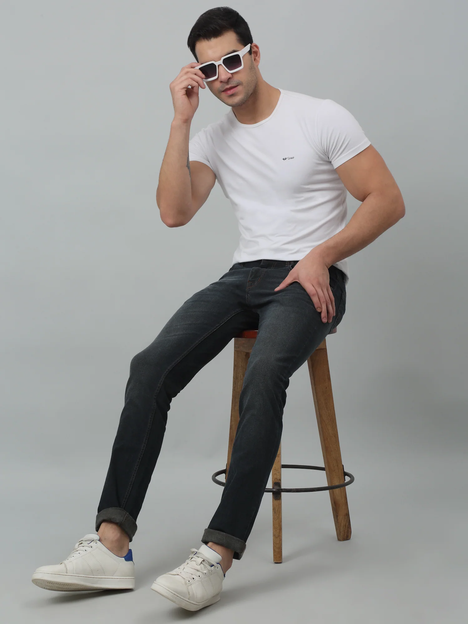 Denim Jeans for Men l Breathable & Soft with Color Fastness Ultra Narrow Fit Cotton Fabric Solid Pattern Button Closure - Image 6