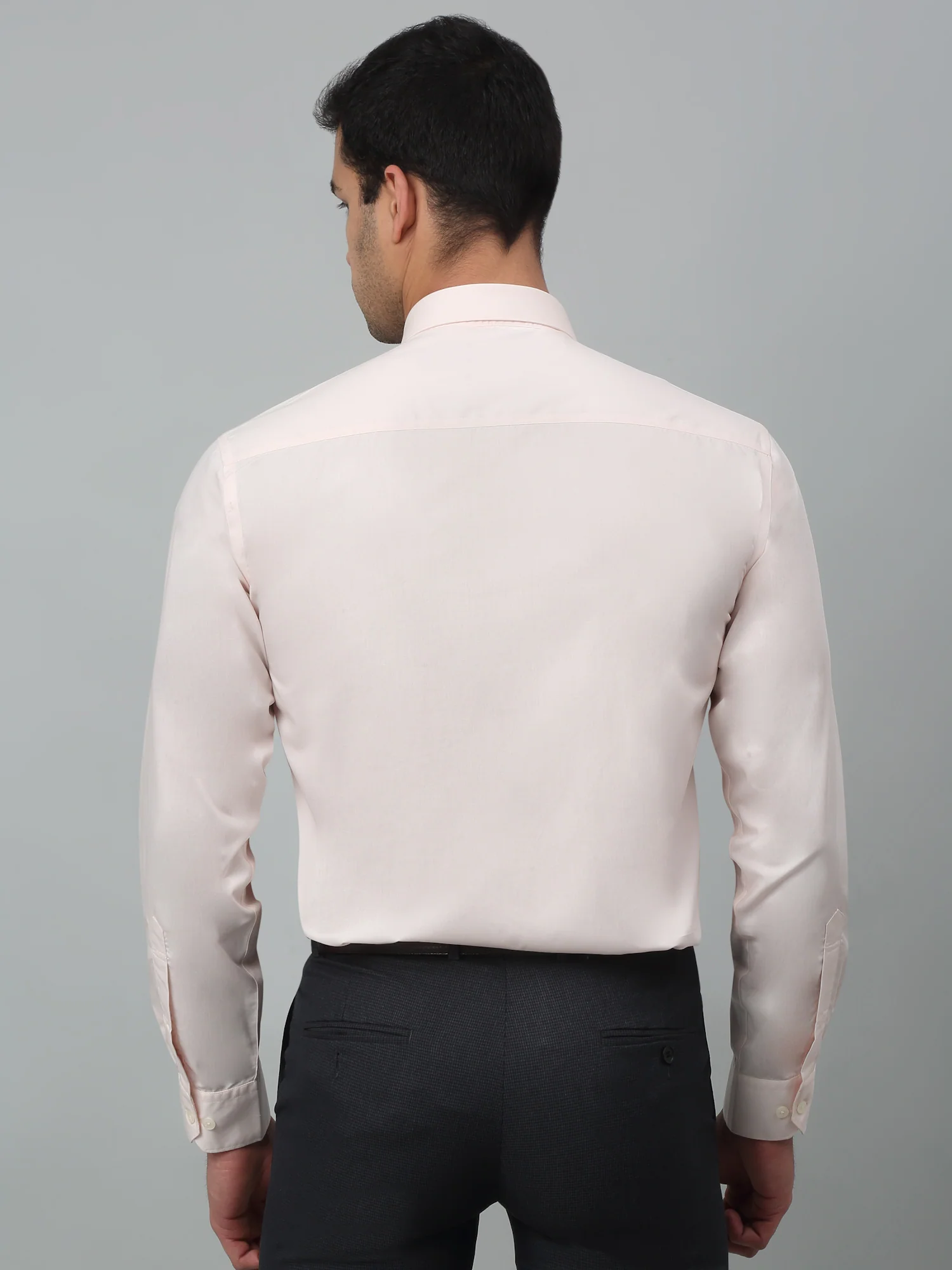 Men's Peach Formal Plain Full Sleeve Shirt - Image 4