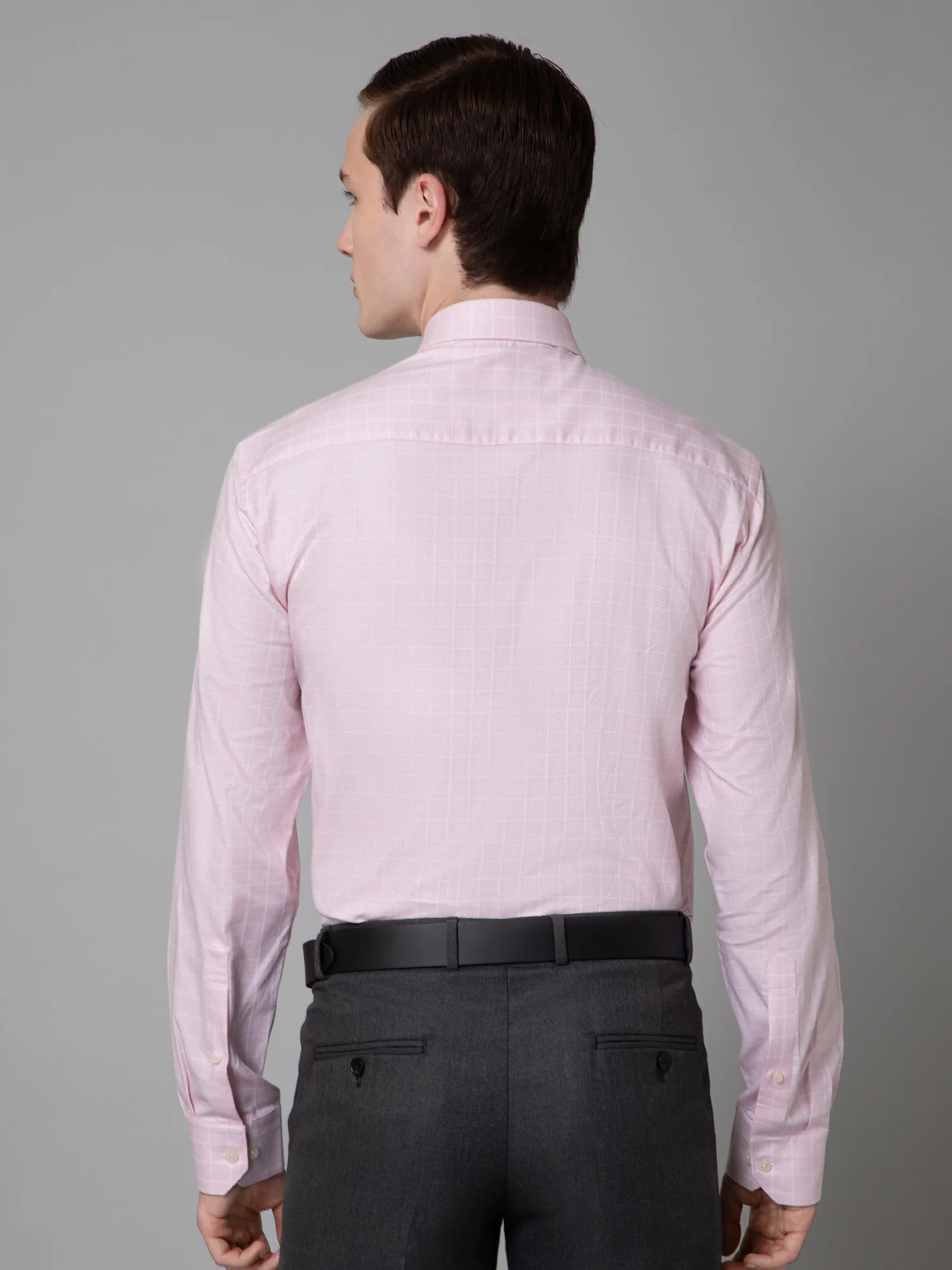 Men's Pink Formal Small Checks Full Sleeve Shirt - Image 4