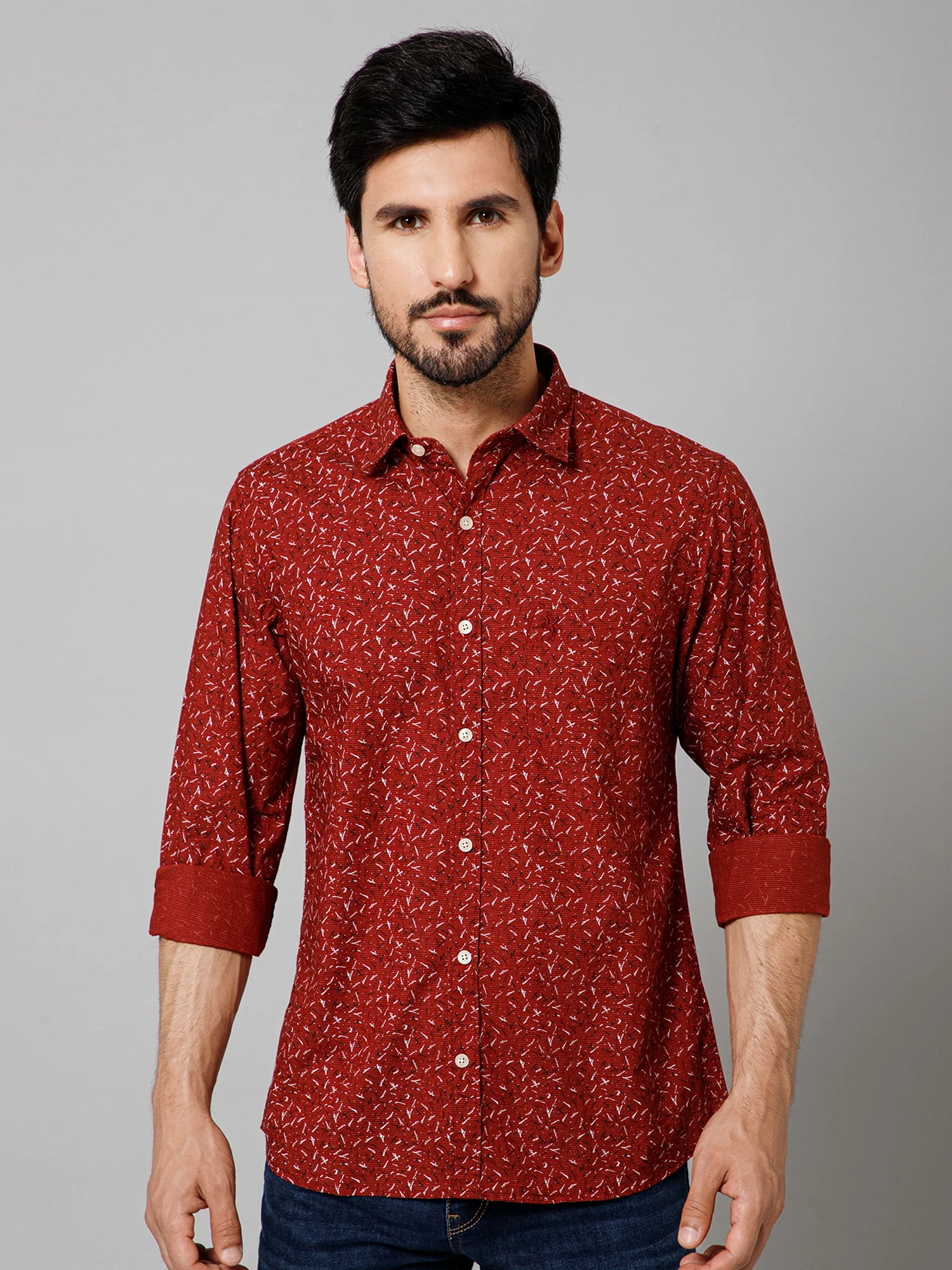 Casual Shirt for Men | Breathable & Soft with Color Fastness Regular Fit Spread Collar Neck Cotton Fabric Printed Pattern